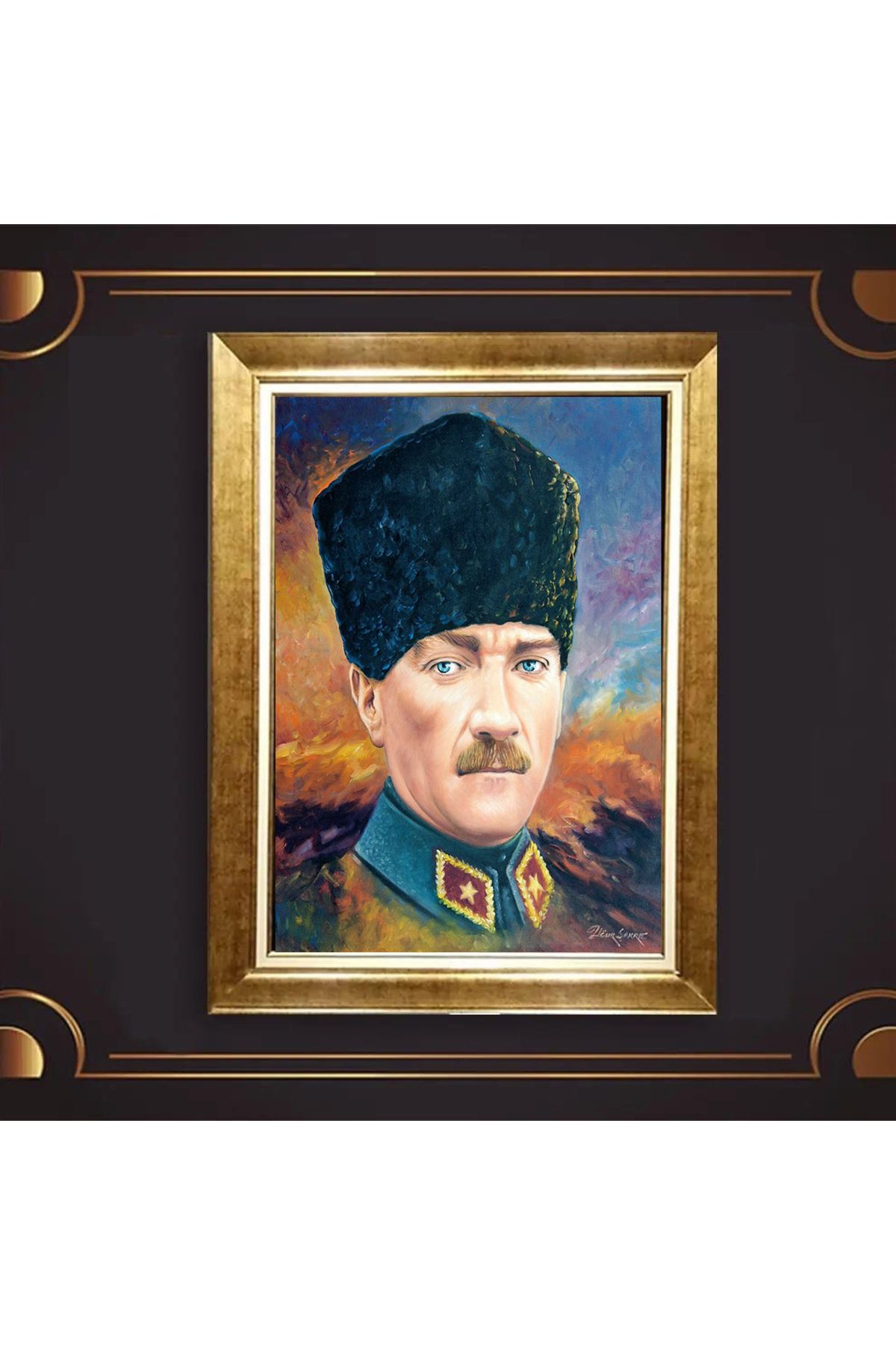 giyense ÖZEL TASARIM ÇERÇEVELİ PASPARTULU ATATÜRK TABLO A527