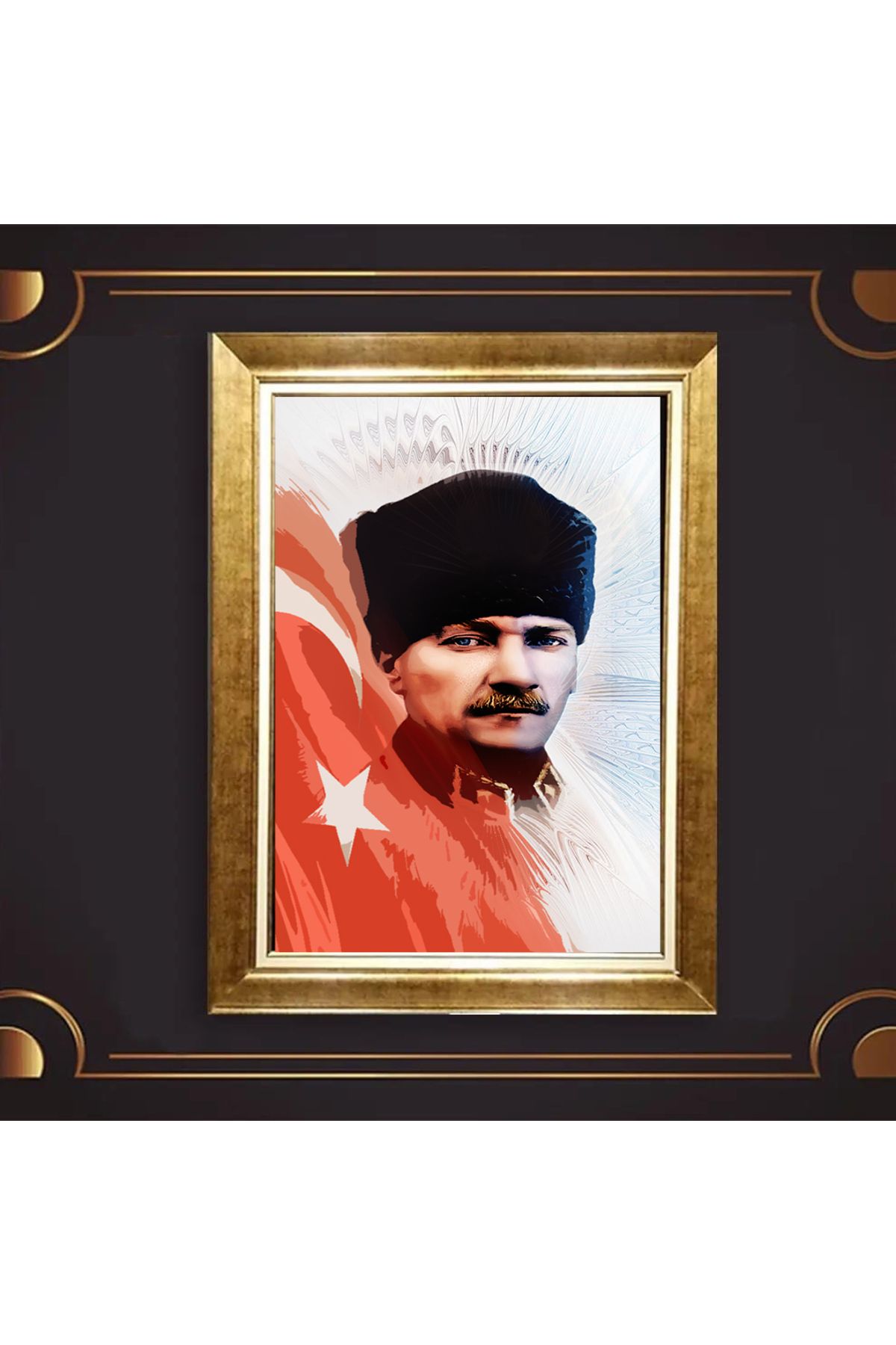 giyense ÖZEL TASARIM ÇERÇEVELİ PASPARTULU ATATÜRK TABLO A96