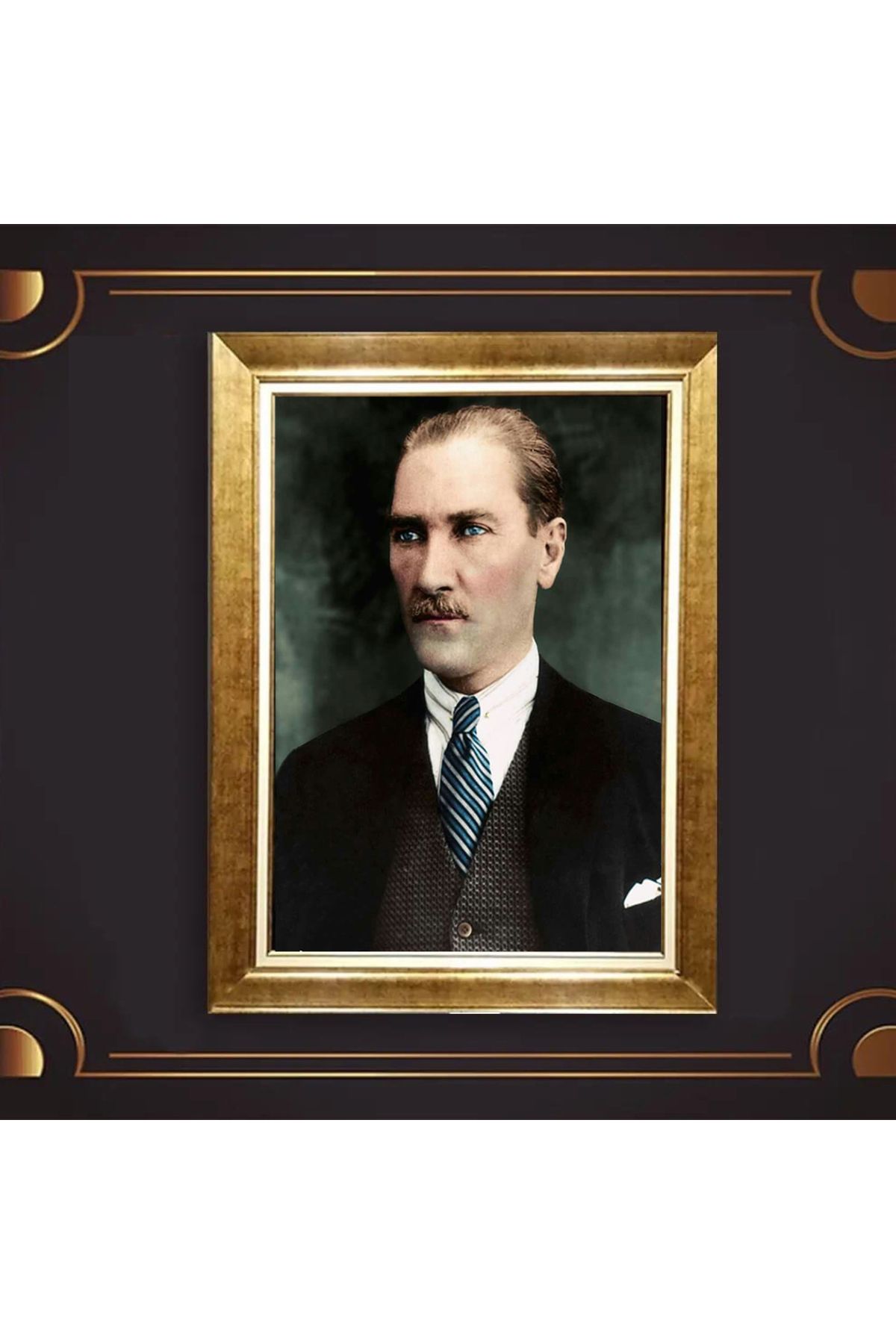 giyense ÖZEL TASARIM ÇERÇEVELİ PASPARTULU ATATÜRK TABLO A492