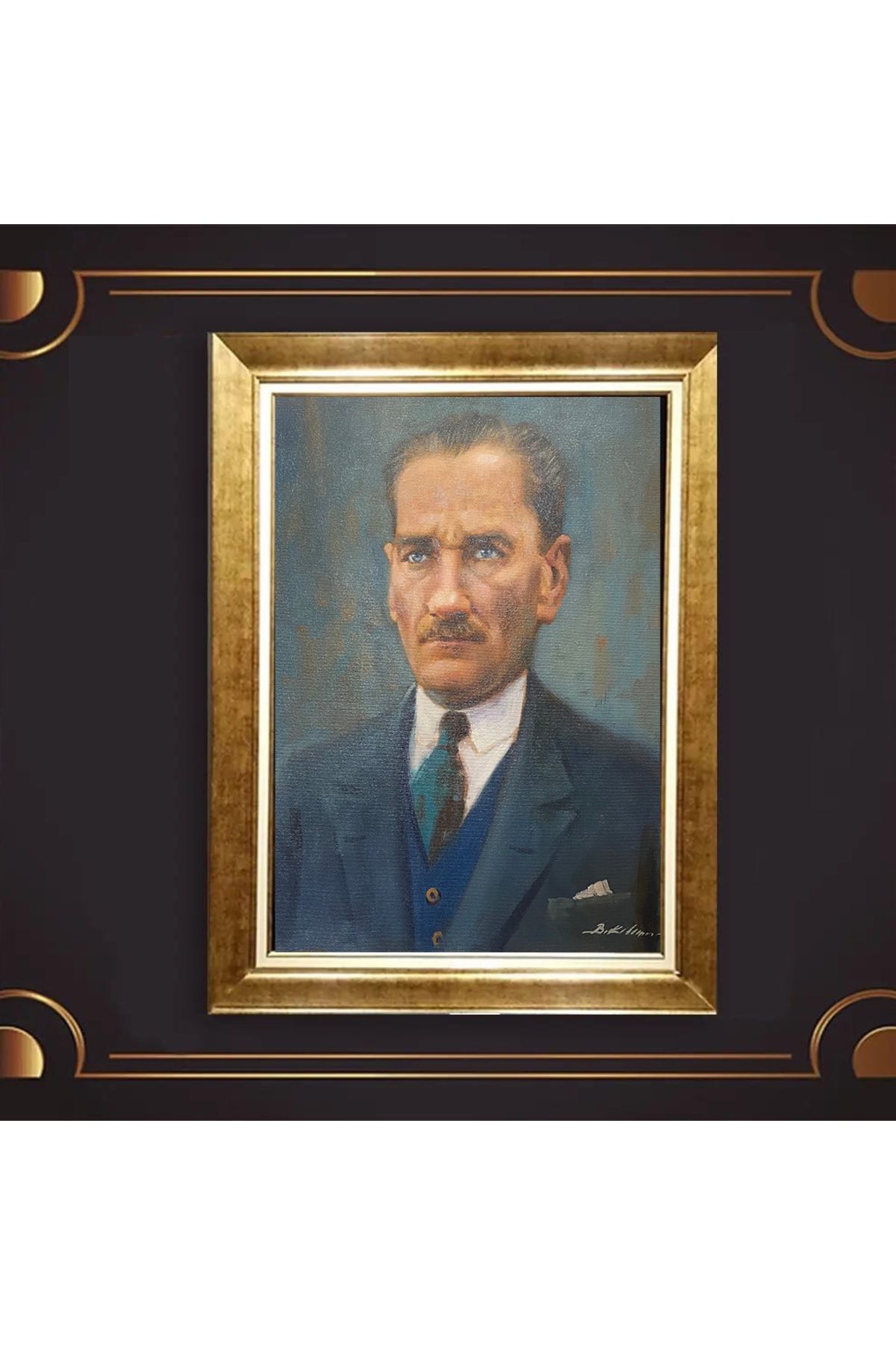 giyense ÖZEL TASARIM ÇERÇEVELİ PASPARTULU ATATÜRK TABLO A42