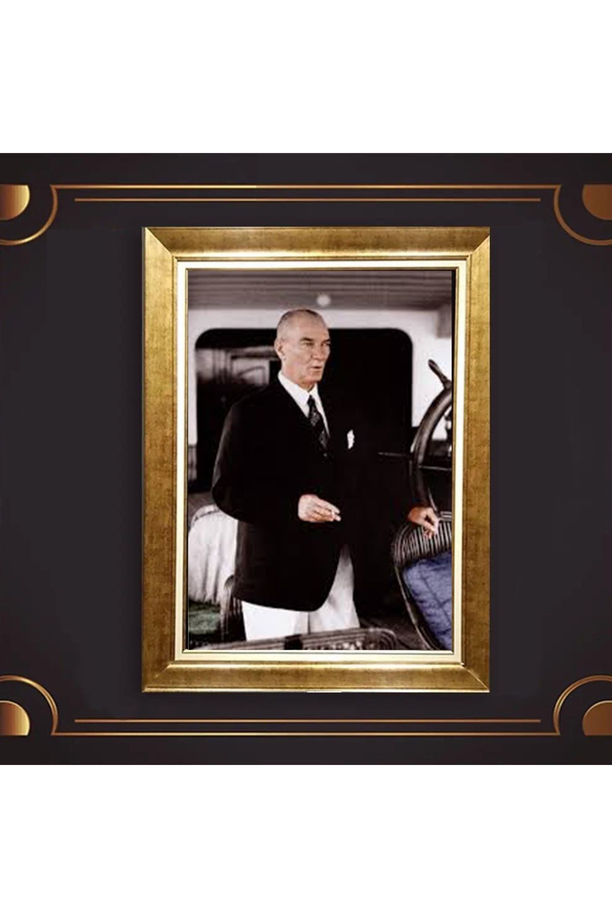 giyense ÖZEL TASARIM ÇERÇEVELİ PASPARTULU ATATÜRK TABLO A771