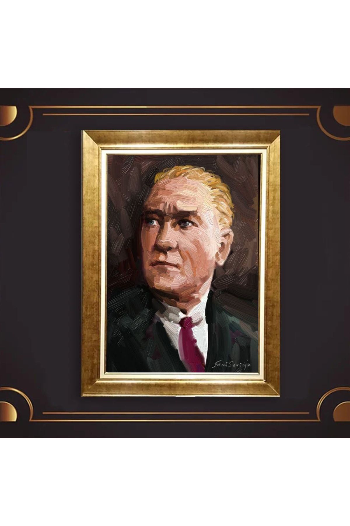 giyense ÖZEL TASARIM ÇERÇEVELİ PASPARTULU ATATÜRK TABLO A266