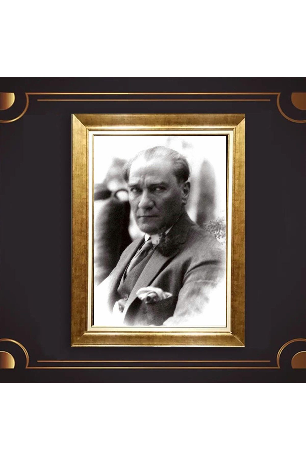 giyense ÖZEL TASARIM ÇERÇEVELİ PASPARTULU ATATÜRK TABLO A306