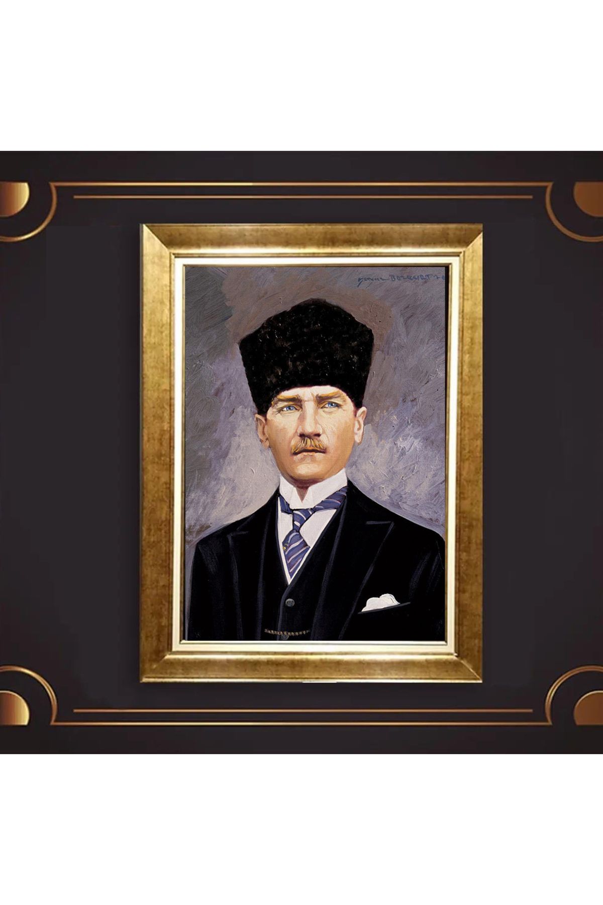 giyense ÖZEL TASARIM ÇERÇEVELİ PASPARTULU ATATÜRK TABLO A125