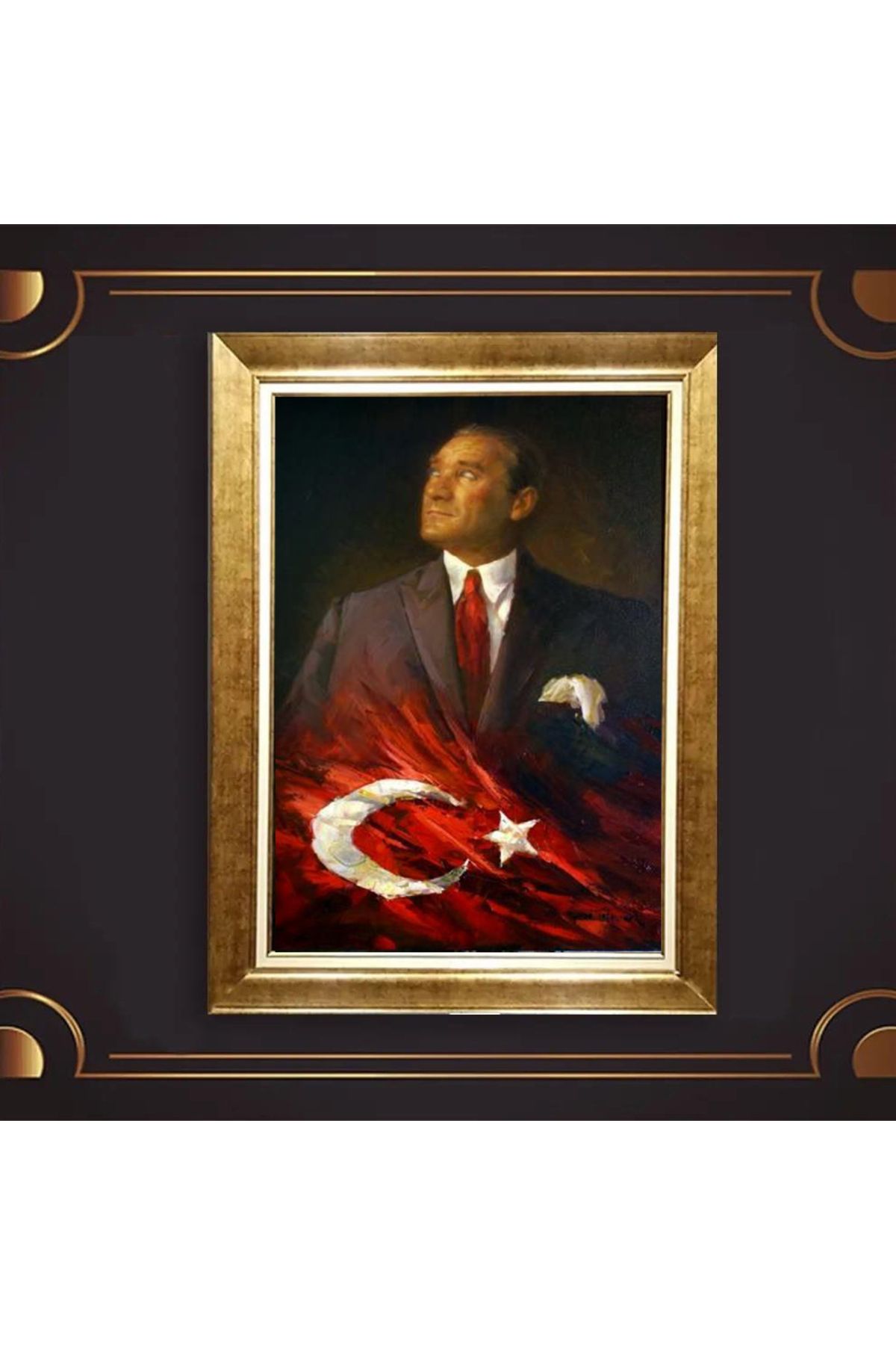 giyense ÖZEL TASARIM ÇERÇEVELİ PASPARTULU ATATÜRK TABLO A370
