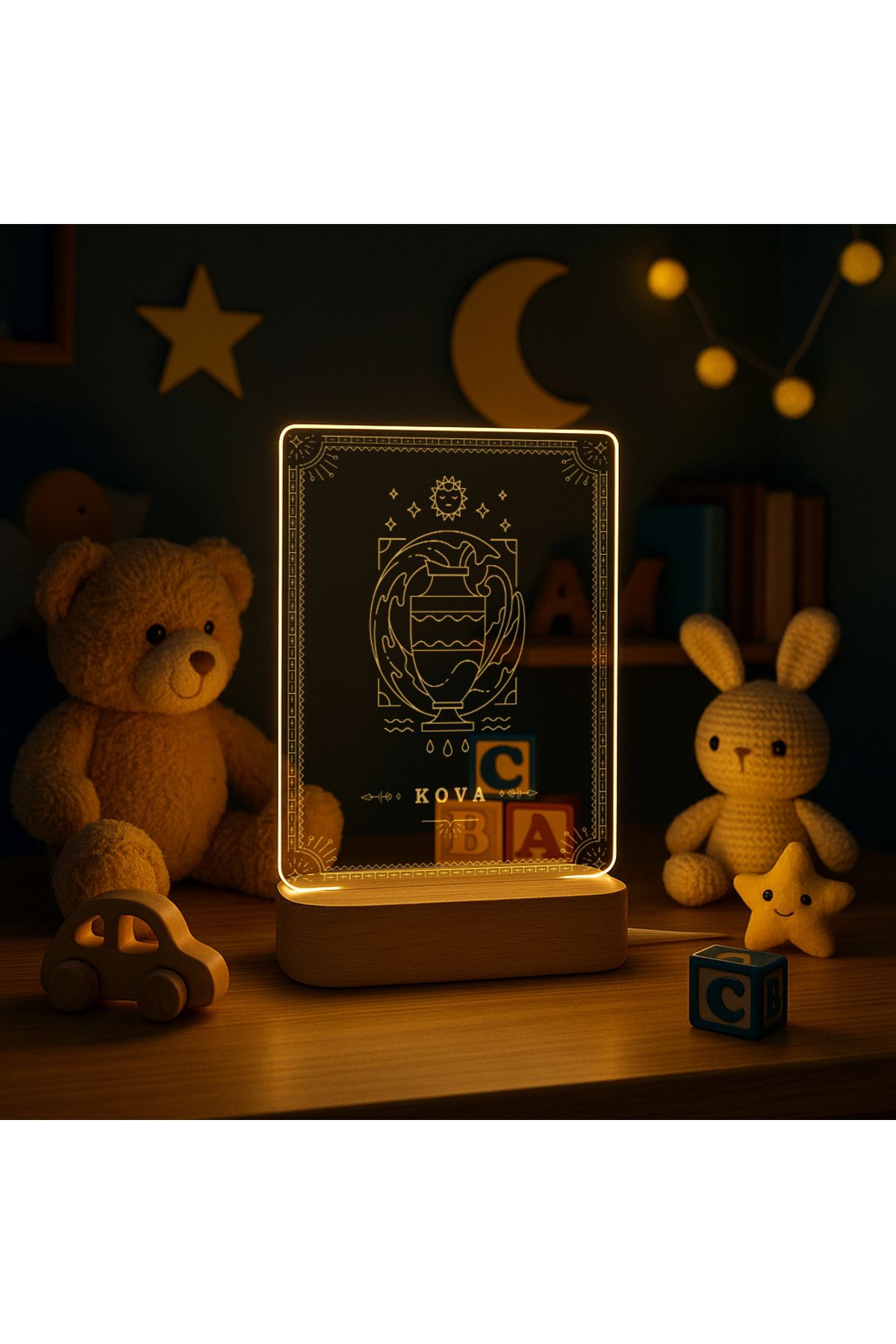 Store Gece Lambası Çocuk Odası Çalışma Masası Kişiye Özel Akrilik Led Işıklı Burçlara Özel Gece Lambası