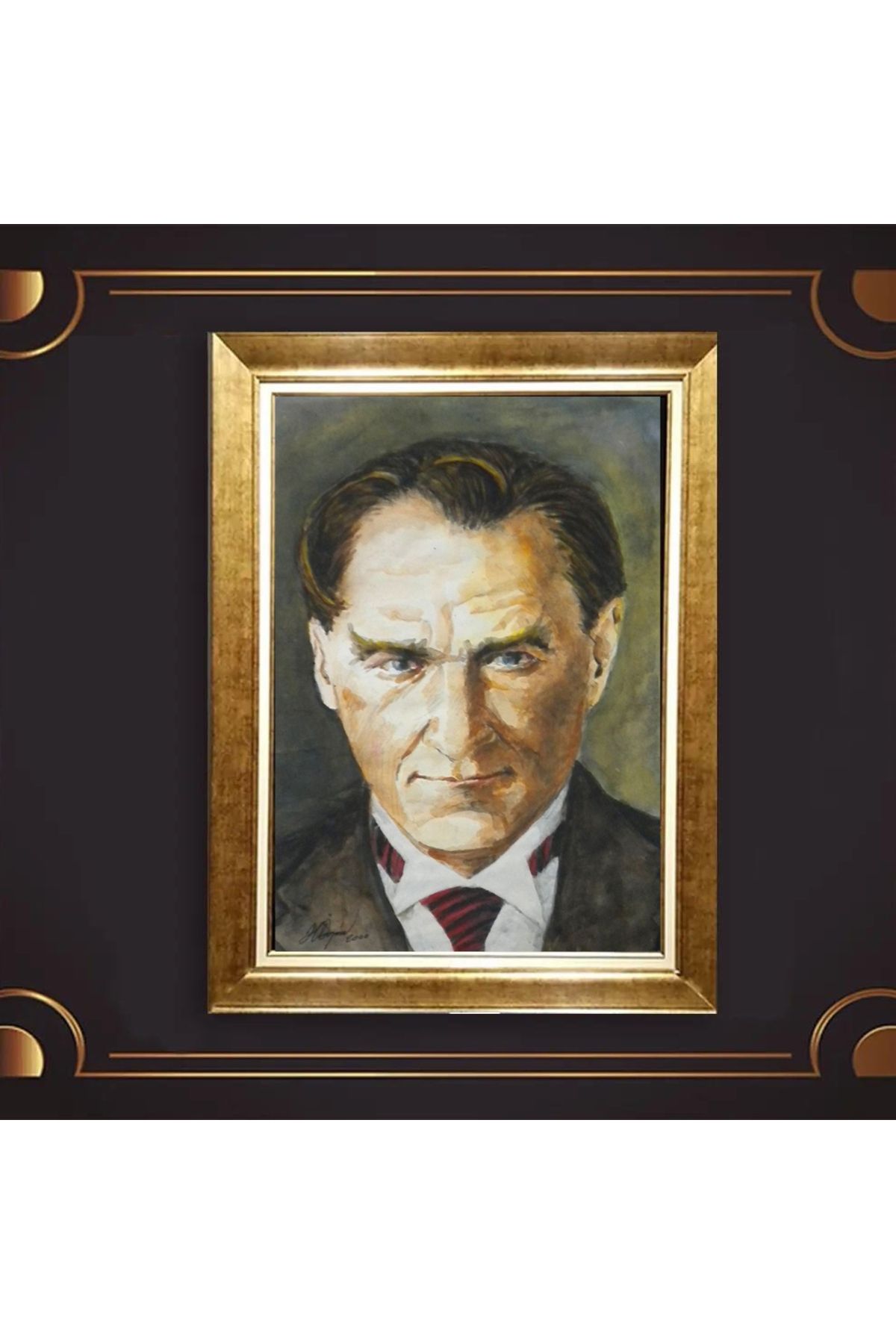 giyense ÖZEL TASARIM ÇERÇEVELİ PASPARTULU ATATÜRK TABLO A34