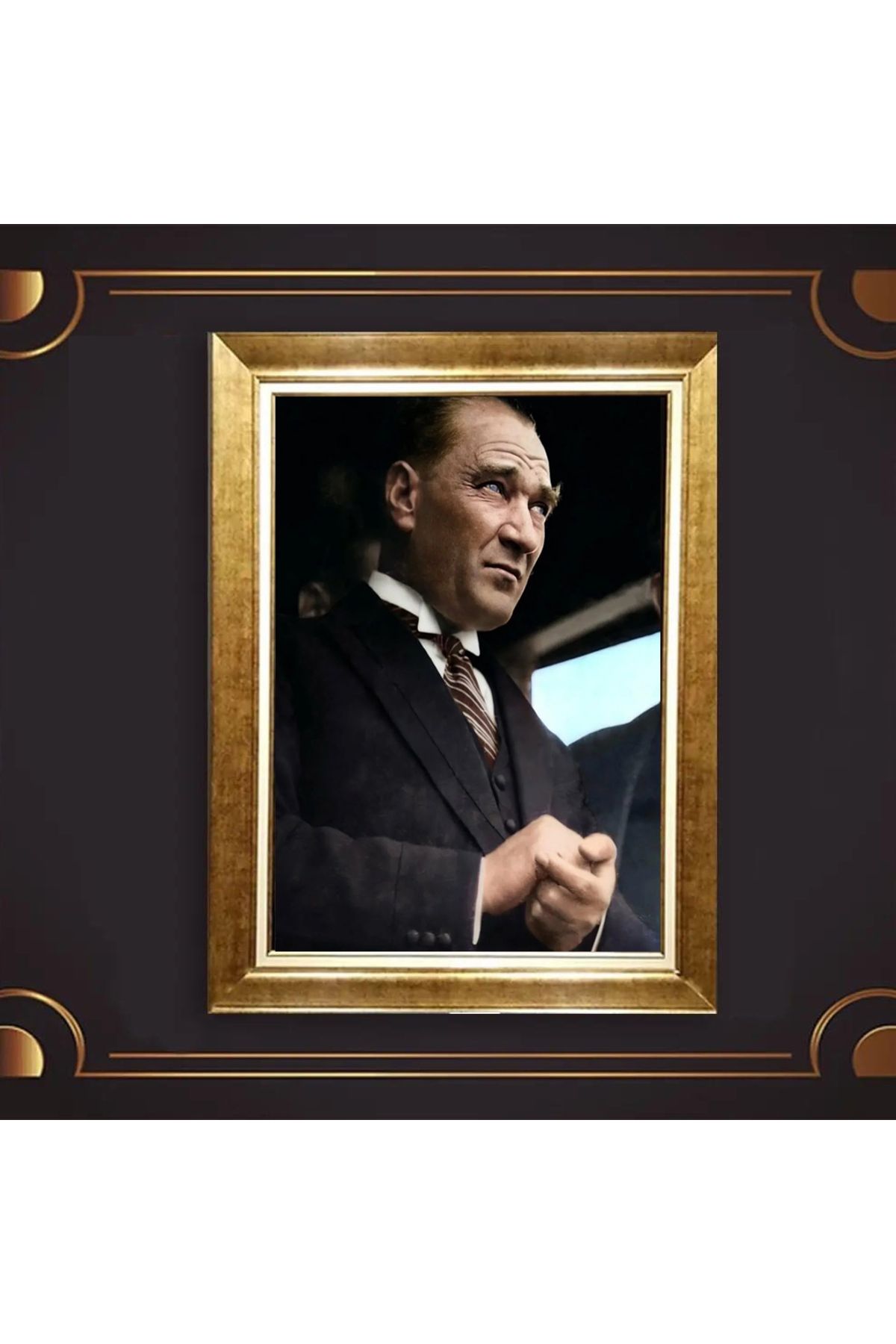 giyense ÖZEL TASARIM ÇERÇEVELİ PASPARTULU ATATÜRK TABLO A642