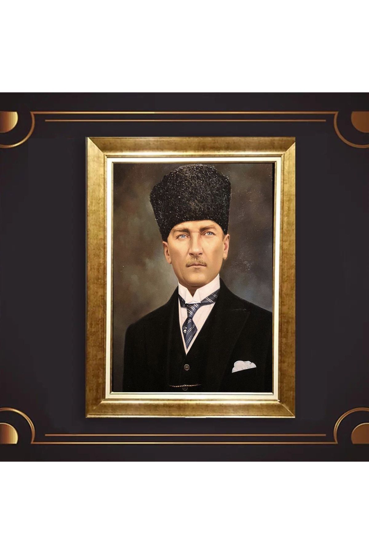 giyense ÖZEL TASARIM ÇERÇEVELİ PASPARTULU ATATÜRK TABLO A163