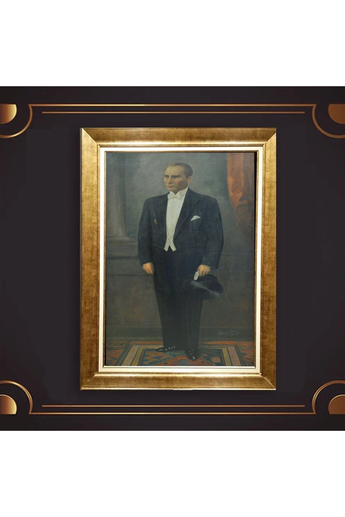 giyense ÖZEL TASARIM ÇERÇEVELİ PASPARTULU ATATÜRK TABLO A719