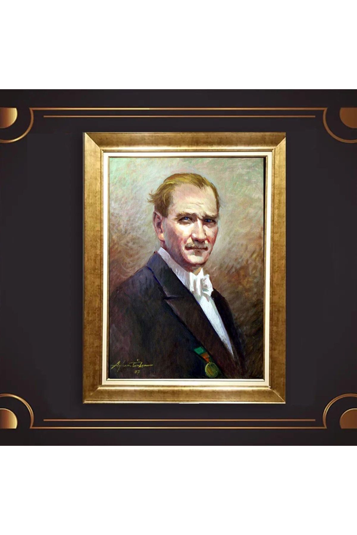 giyense ÖZEL TASARIM ÇERÇEVELİ PASPARTULU ATATÜRK TABLO A300