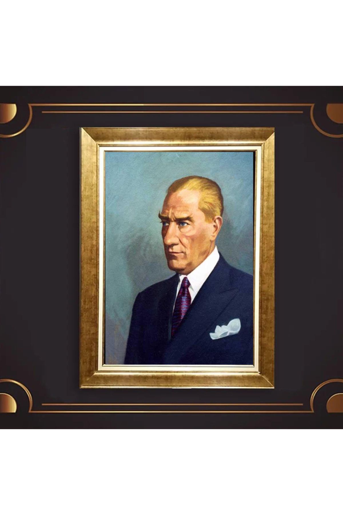 giyense ÖZEL TASARIM ÇERÇEVELİ PASPARTULU ATATÜRK TABLO A758