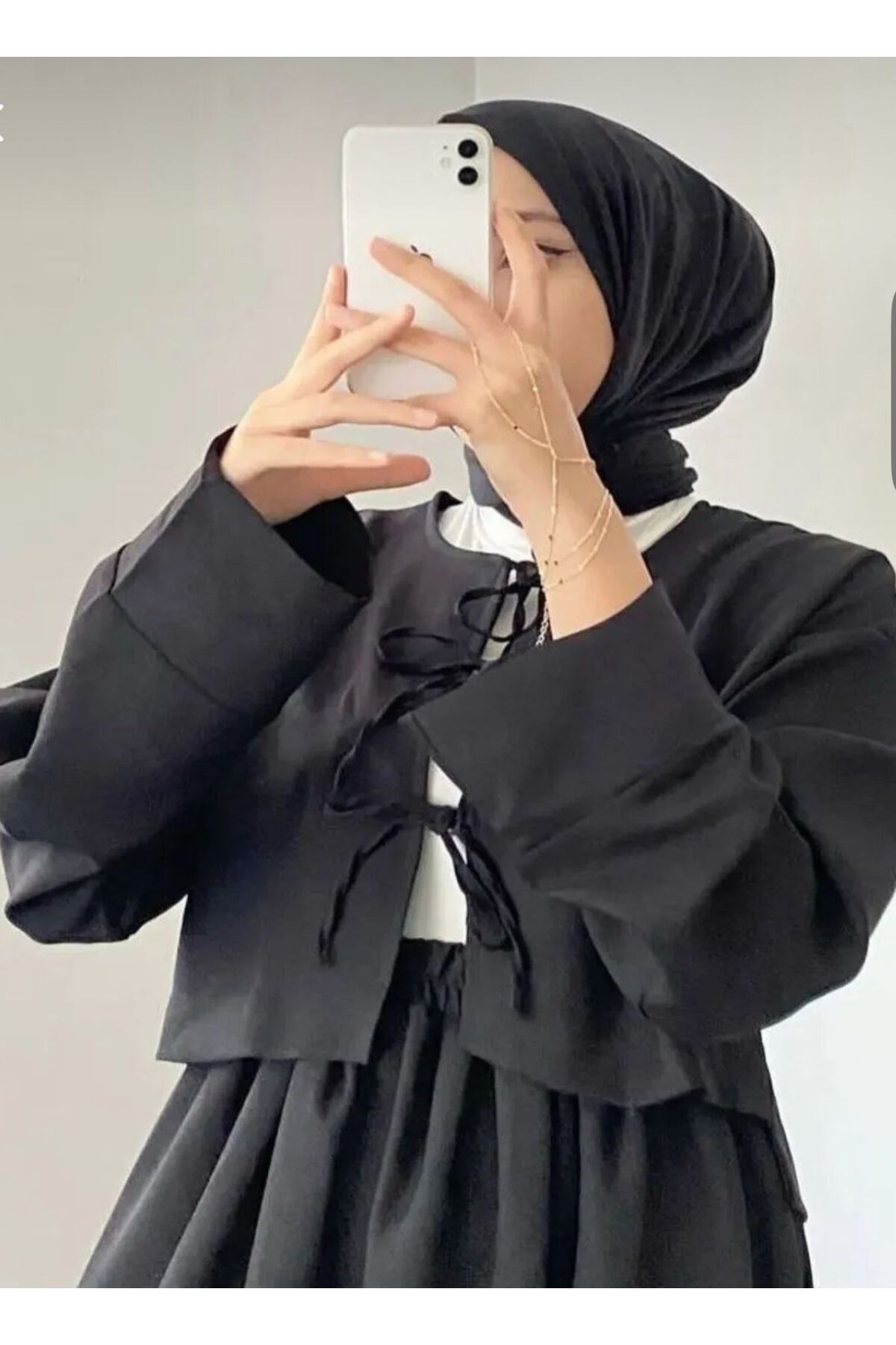 exxitcollection Yağ Yeşili Keten Üç Bağlamalı Etekli Takım