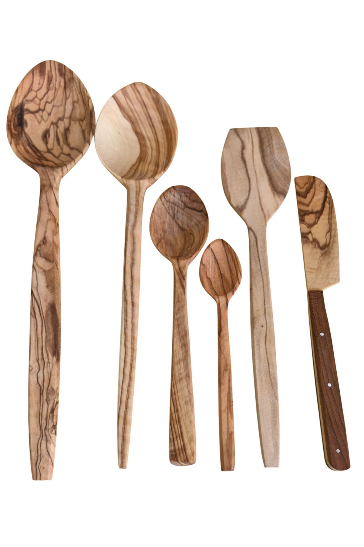 ASAFRİ Zeytin Ağacı Ahşap Set. Tahta Kaşık & Spatula & bıçak 6 LI Set ( Zeytin Ağacı )
