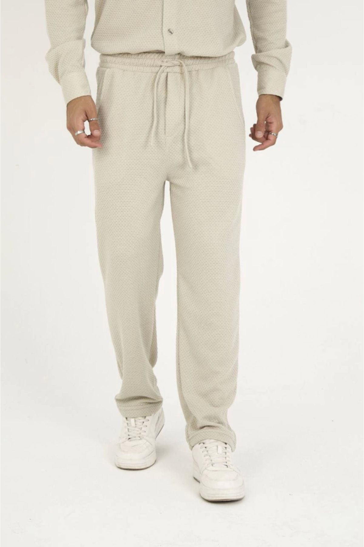 MODA Jakar Kutu Desenli Baggy Eşofman Pantolon - Gri