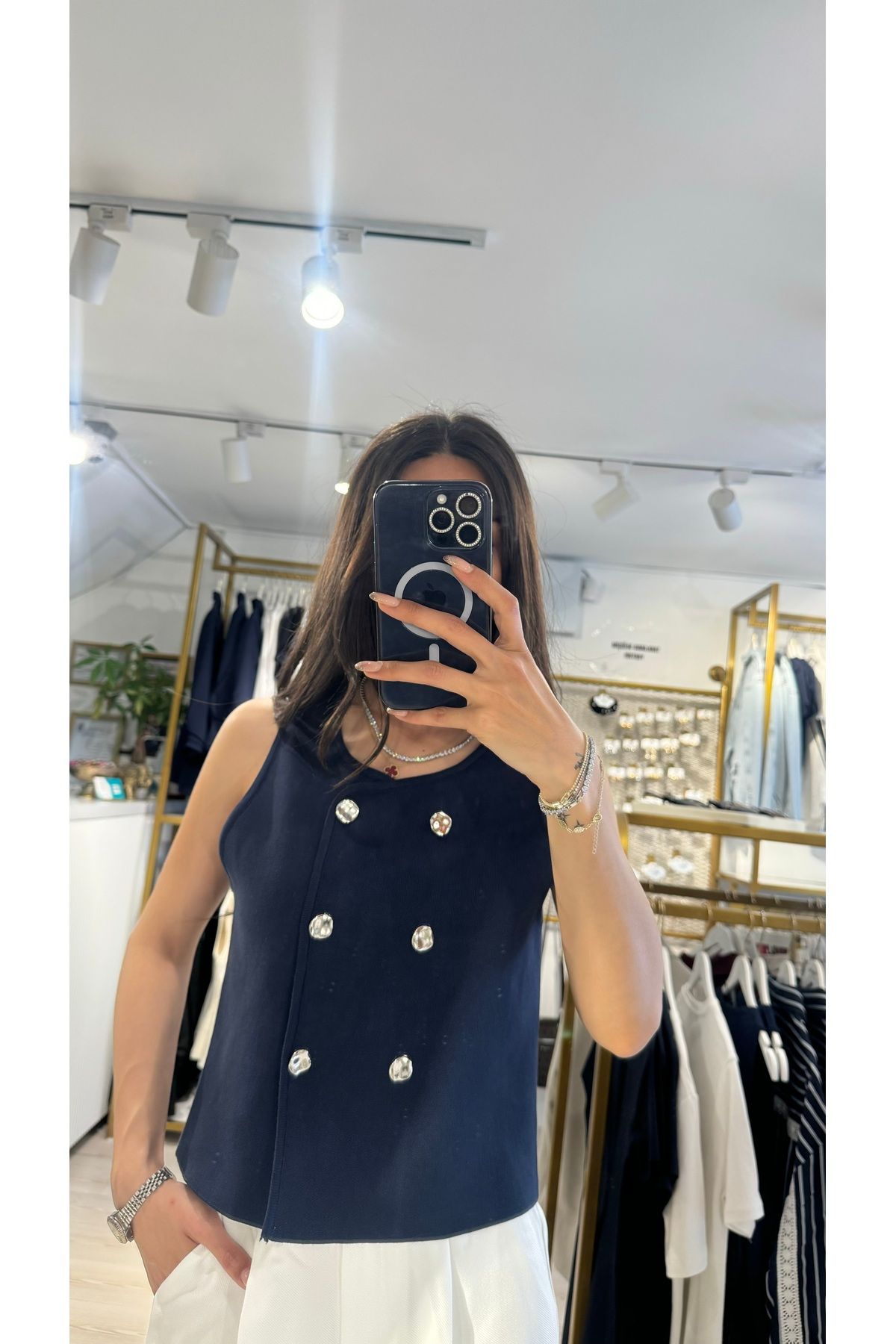 Boutique Mint Lacivert Bisiklet Yaka Yelek