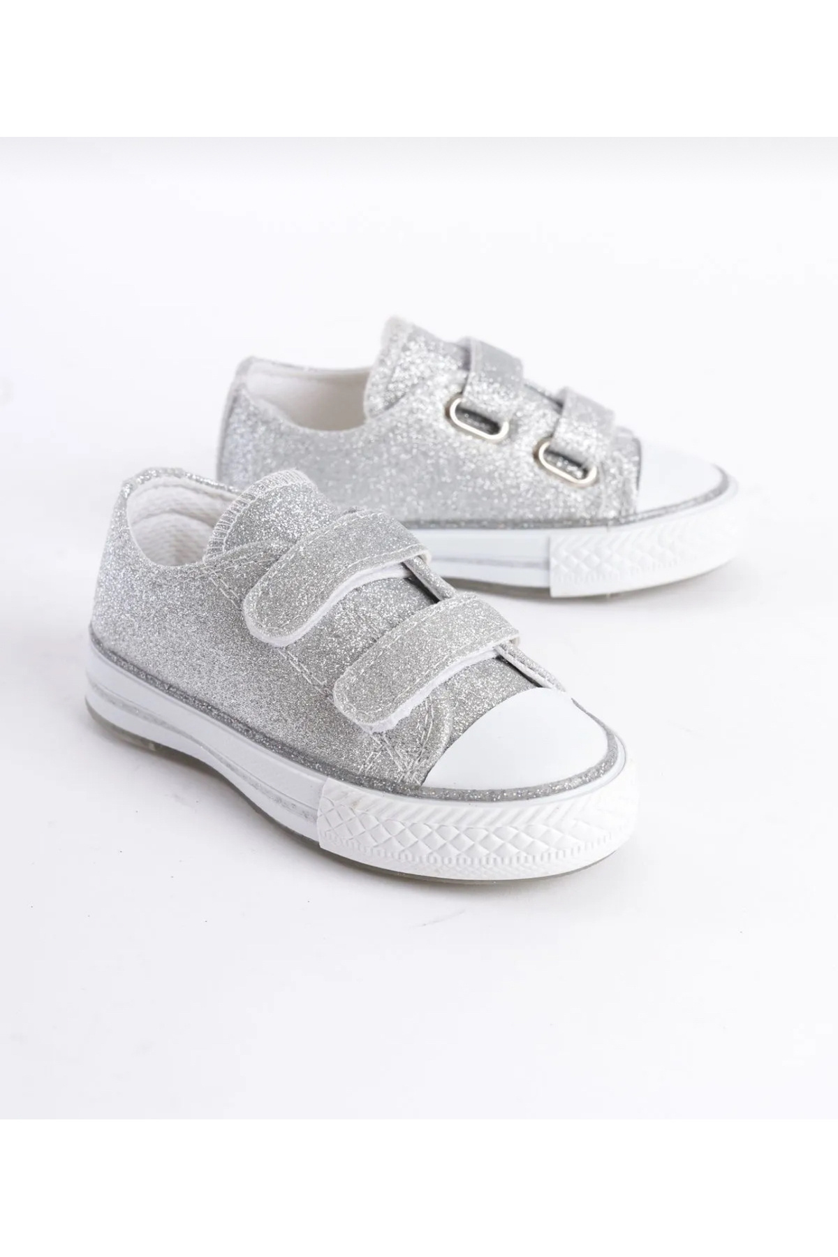 Aurora Shoes-Girl's Light Detailed Velcro Silver Glitter Casual Shoes 3
