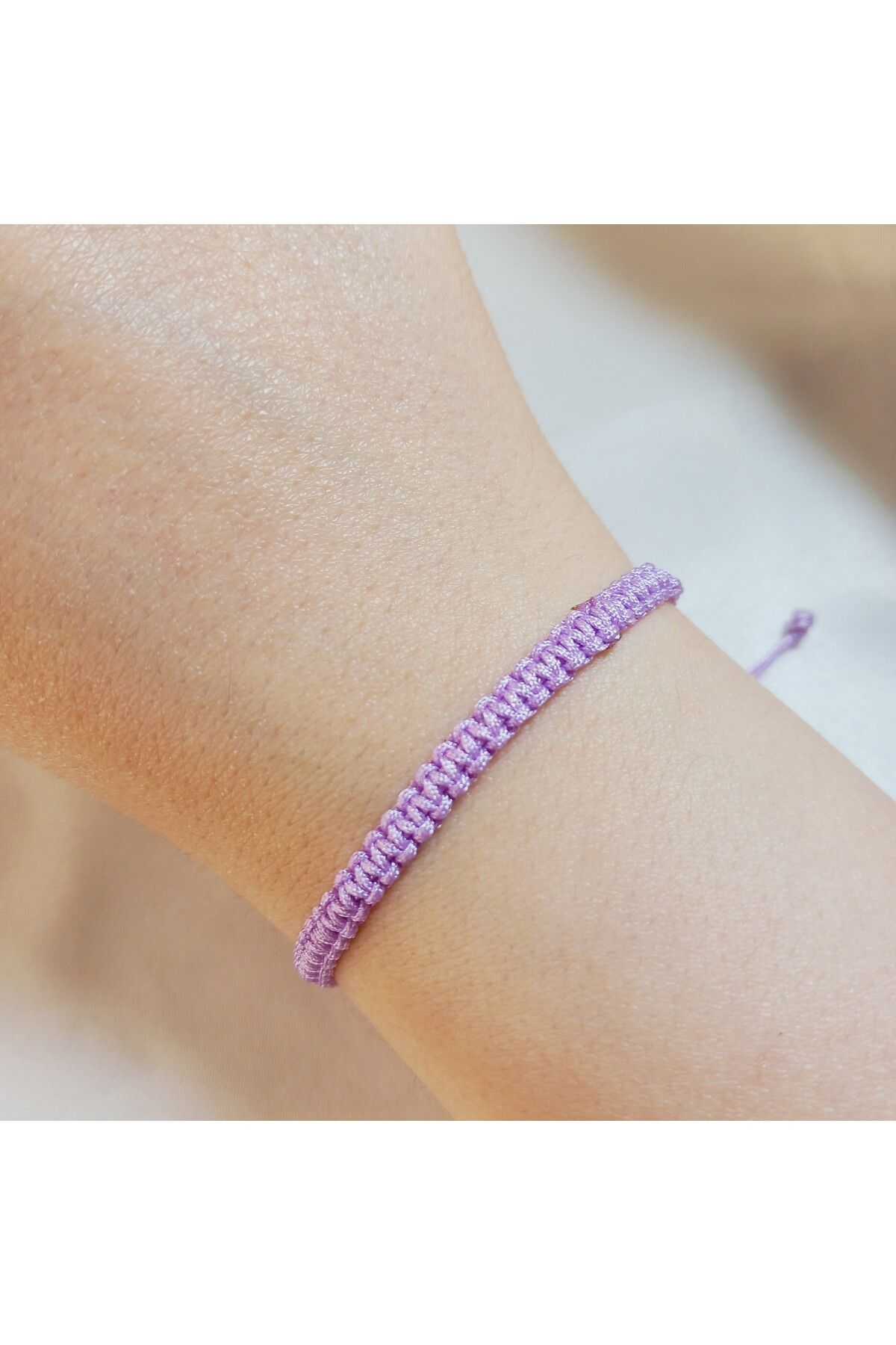 Crystal Atelier Unisex Lila Makrome Örgü Asansörlü Ayarlanabilir Bileklik-Hediyelik Bileklik-İp Bileklik