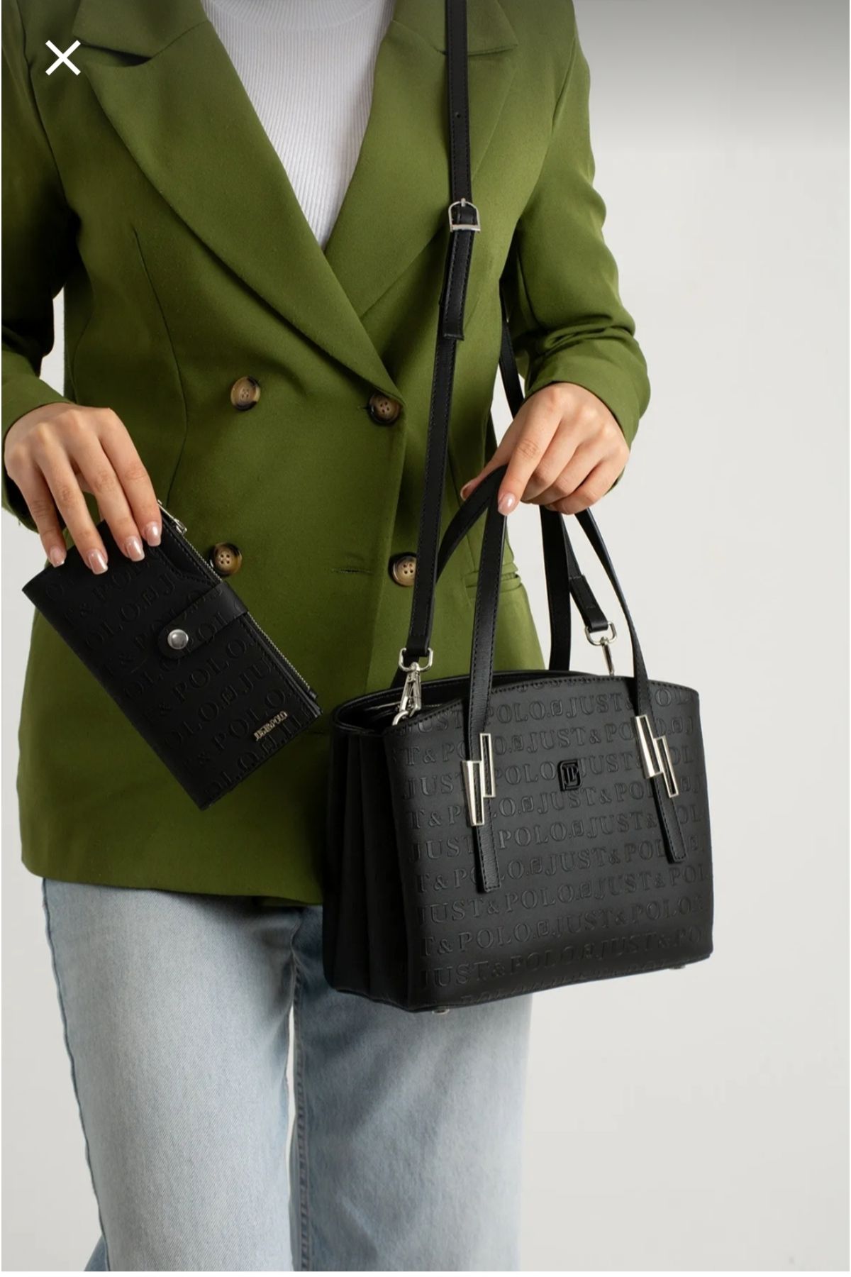 Just Polo justpolo kadın 5 bölmeli el omuz çantası ve cüzdan kombini (Anneler gününe özel model)