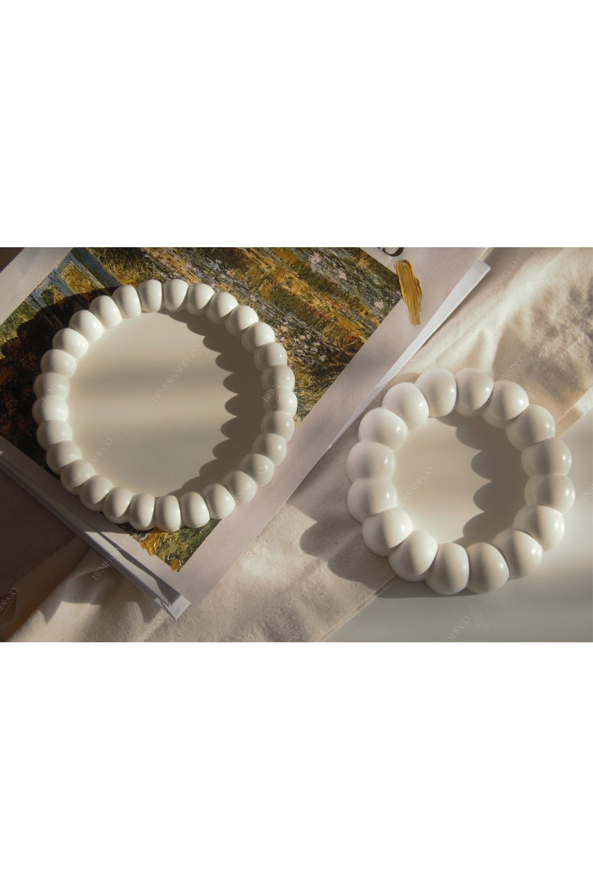 Bemerna Deco Bubble 2'li, Dekoratif Tabak, Takı Tabağı, Bardak Altlığı, (VERNİKLİ)