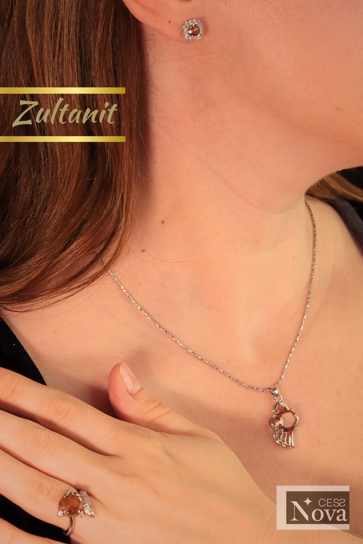 CessNova Sertifikalı Zultanit Doğal Taş Set ( Kolye - Küpe - Yüzük )