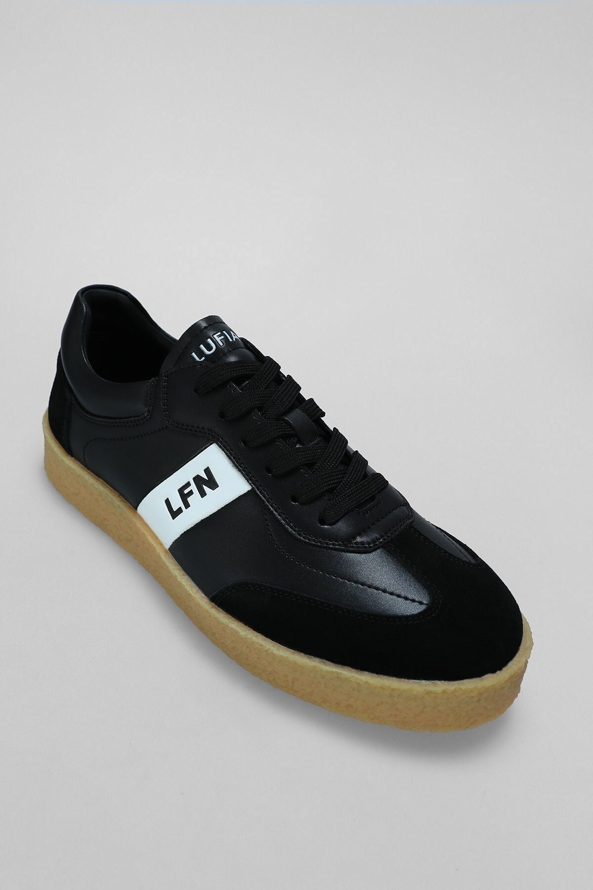 Lufian Hakiki Deri Comfort Taban Bağcıklı Günlük Sneaker Ayakkabı Siyah