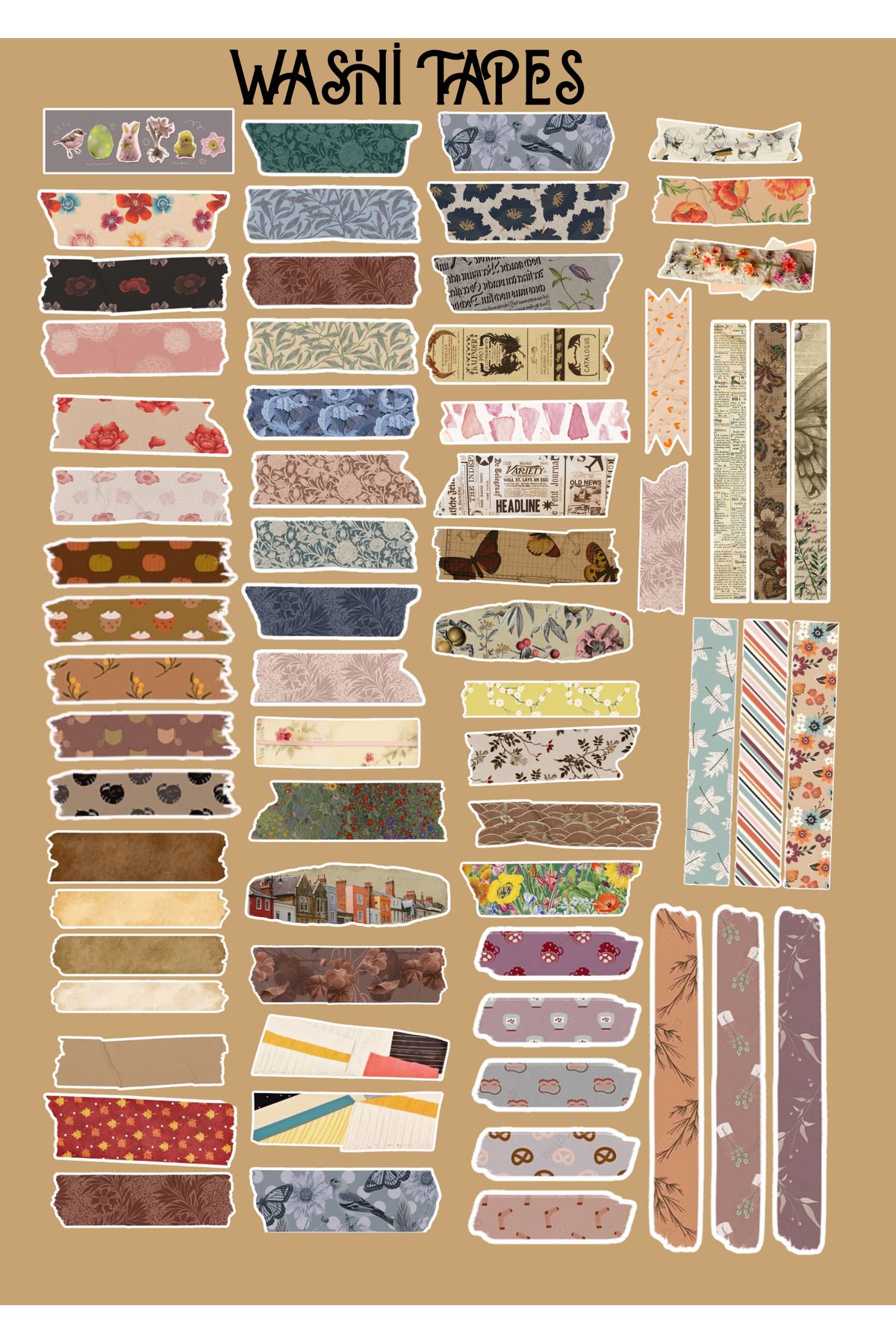 Studio D arte DIY KIT Vintage Washi Tape Bant sticker Scrapbook Bullet Journal Planner Ajanda Etiket Çıkartma