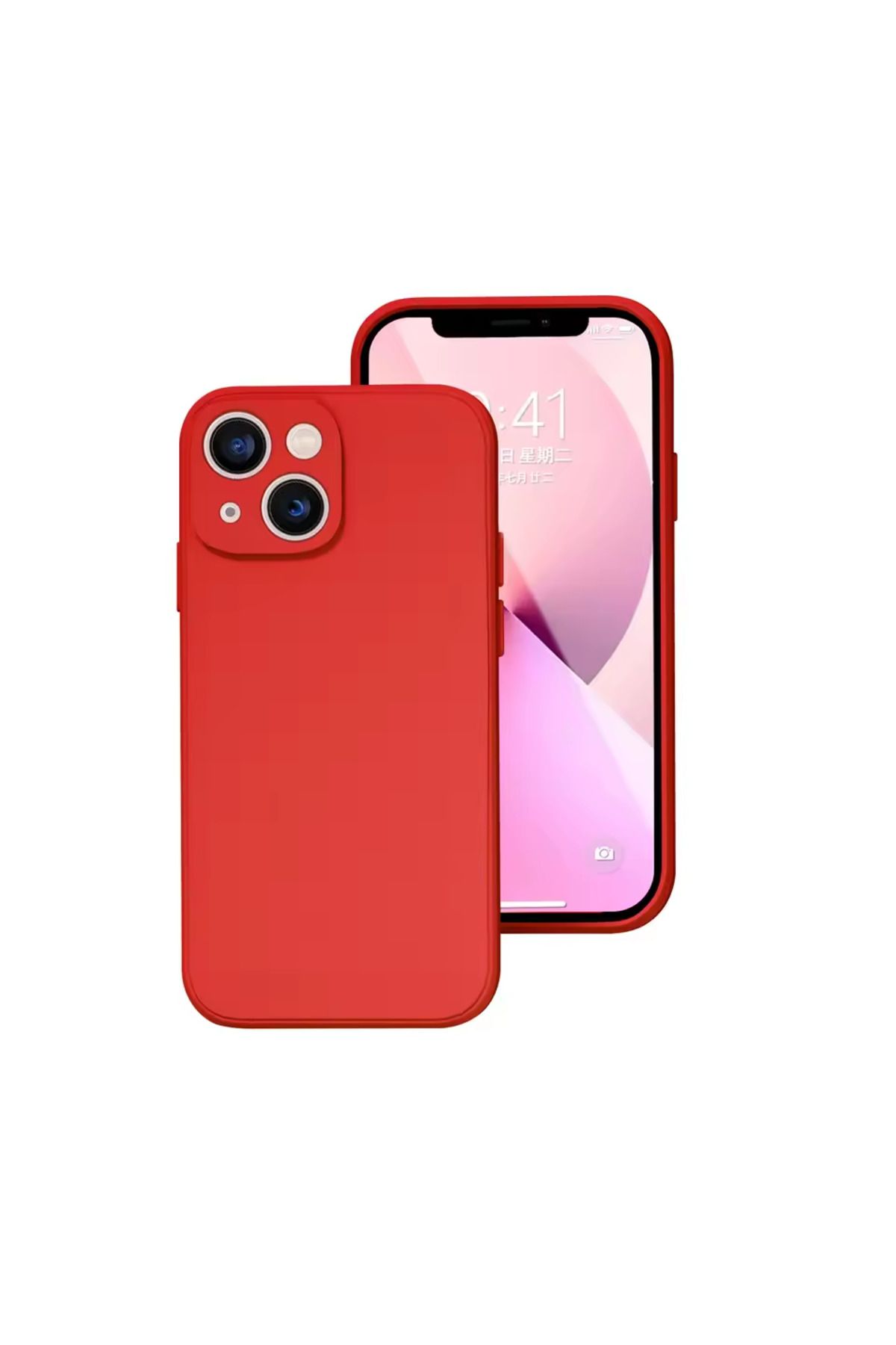 Balerion Apple iPhone 14 Kılıf Kadife Lansman Soft Yumuşak Liquid Silikon Kamera Lens Korumalı Kapak