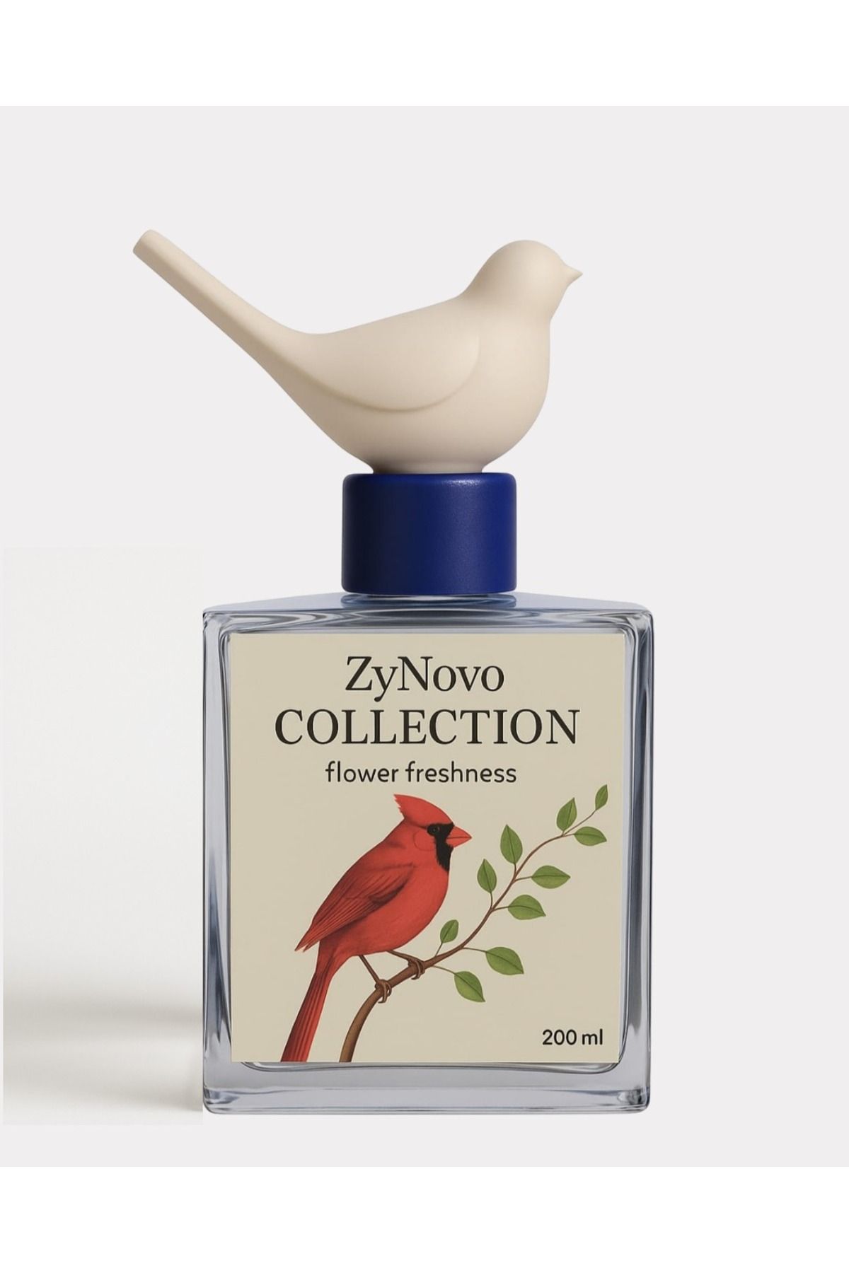 ZyNovo Collection ZyNovo Dekoratif Kuş Figürlü Cam Şişede Oda Kokusu 200 ml | Bahar Çiçekleri Aroması