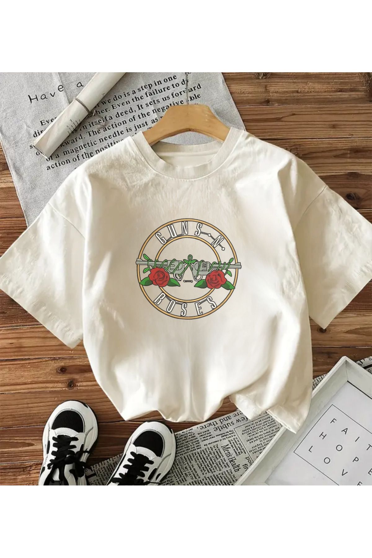 Touz Moda Rock Serisi Yıkamalı Guns N' Roses Unisex Eskitme T-shirt