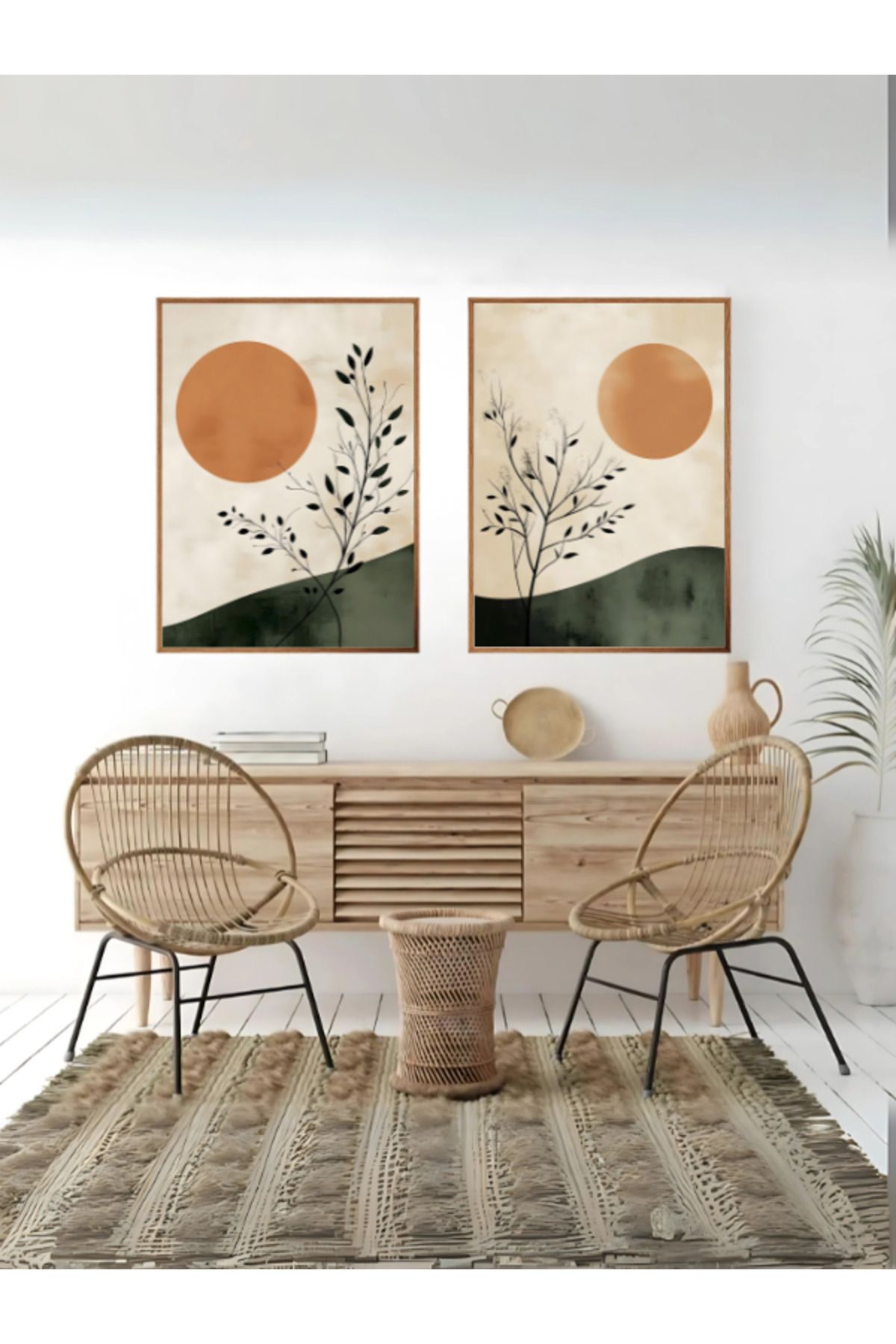 woodhomeworks Ahşap Çerçeveli 2 Li bohem Tablo