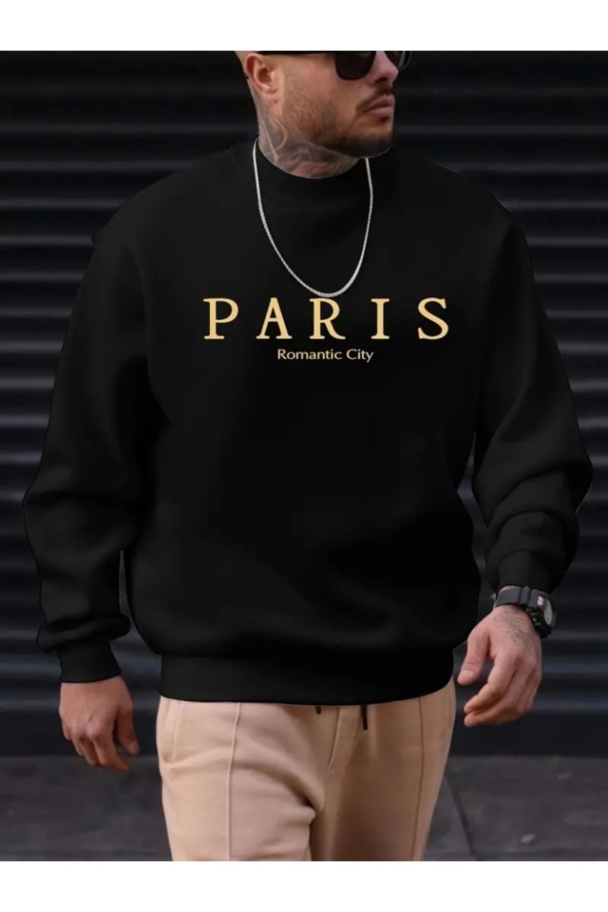 Kaplan Erkek Uzun Kollu Bisiklet Yaka Paris Yazılı Iki Iplik Bluz