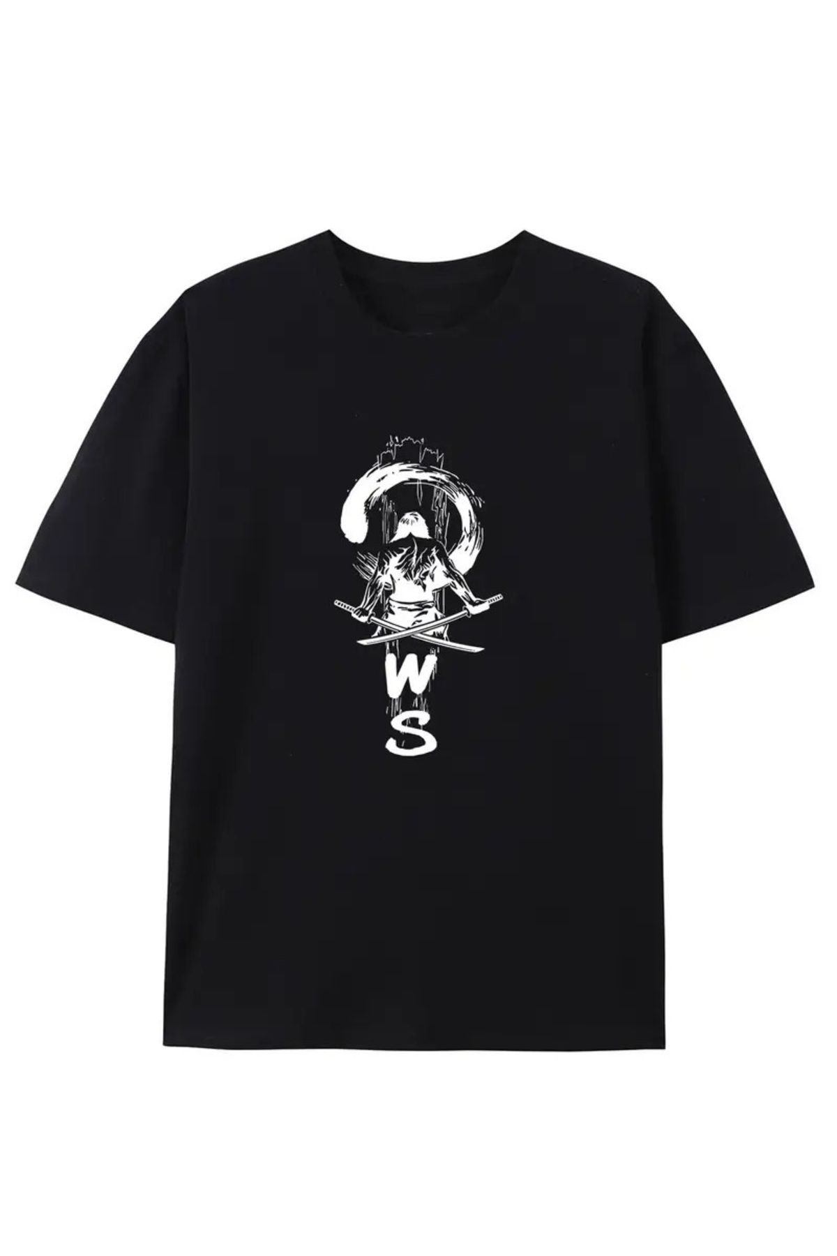 qubo sportswear & company qubo Unisex Oversize Baskılı Pamuklu Bisiklet Yaka Kısa Kollu SİYAH T-shirt