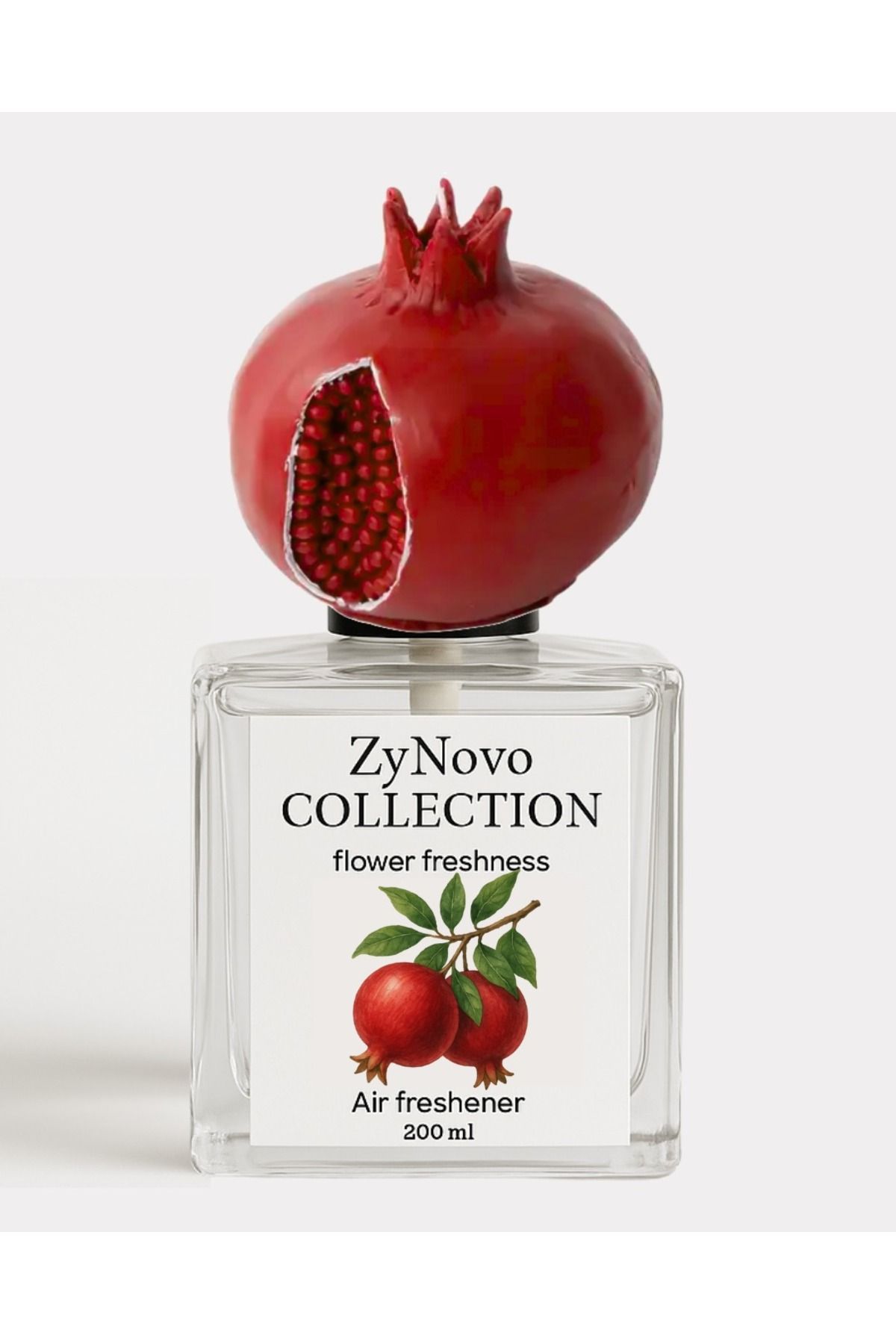 ZyNovo Collection ZyNovo Dekoratif Nar Figürlü Cam Şişede Oda Kokusu 200 ml | Bahar Çiçekleri Aroması