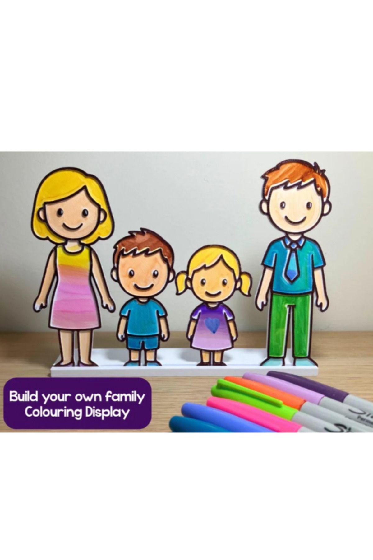 Muhcu Home 2'Li - Aile Tablosu - Oyuncak Damga Boyama Etkinliği Set