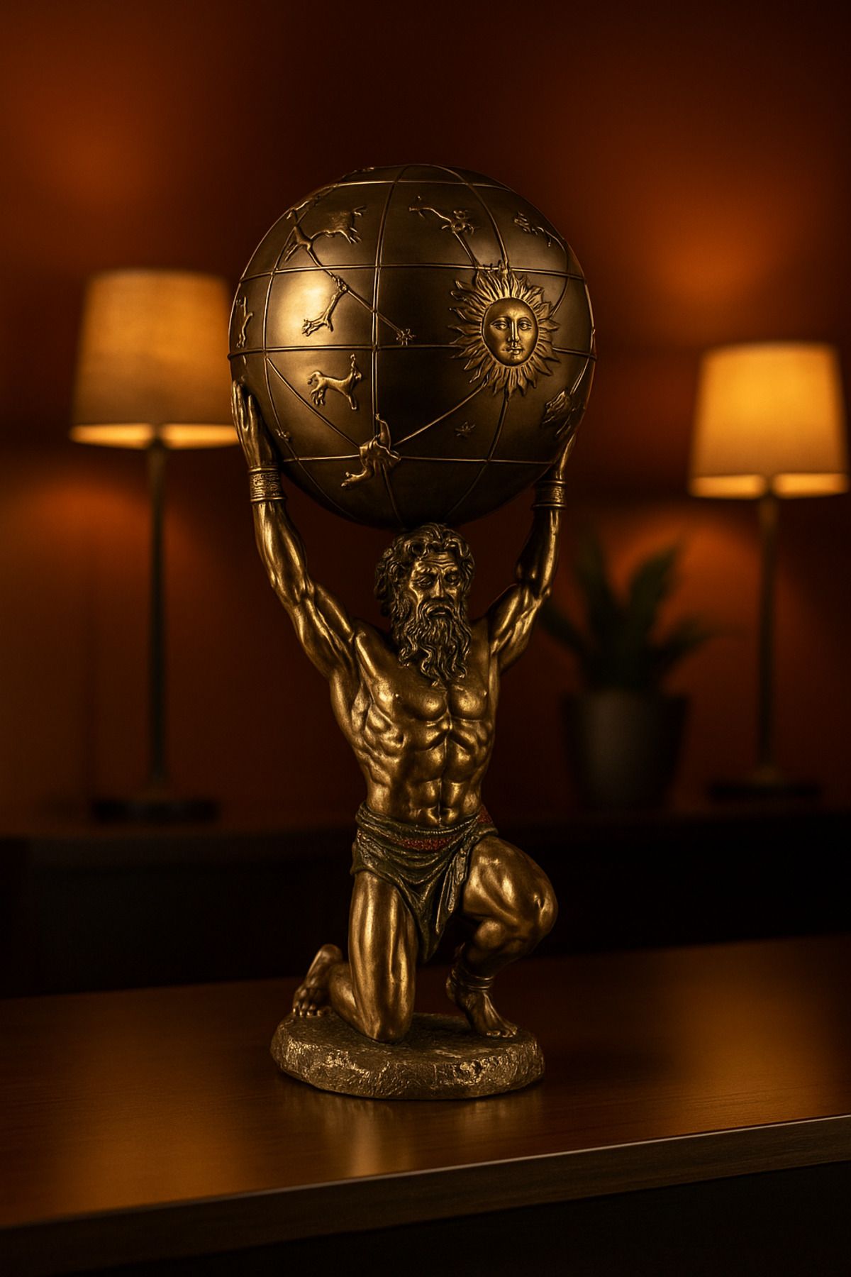 AYDINARTSHOP Veronese Atlas Heykeli – Bronz Mitolojik Titan Figürü Dekoratif Biblo