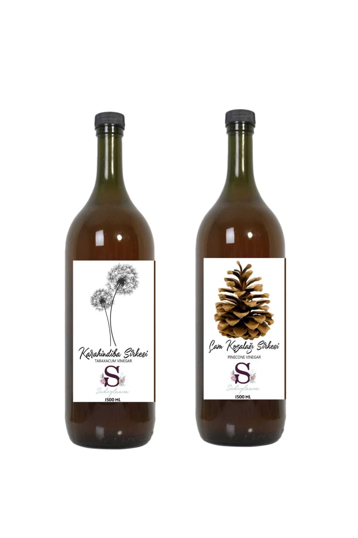 Süheylaana Doğal Karahindiba Sirkesi 1500 Ml - Doğal Çam Kozalağı Sirkesi 1500 Ml