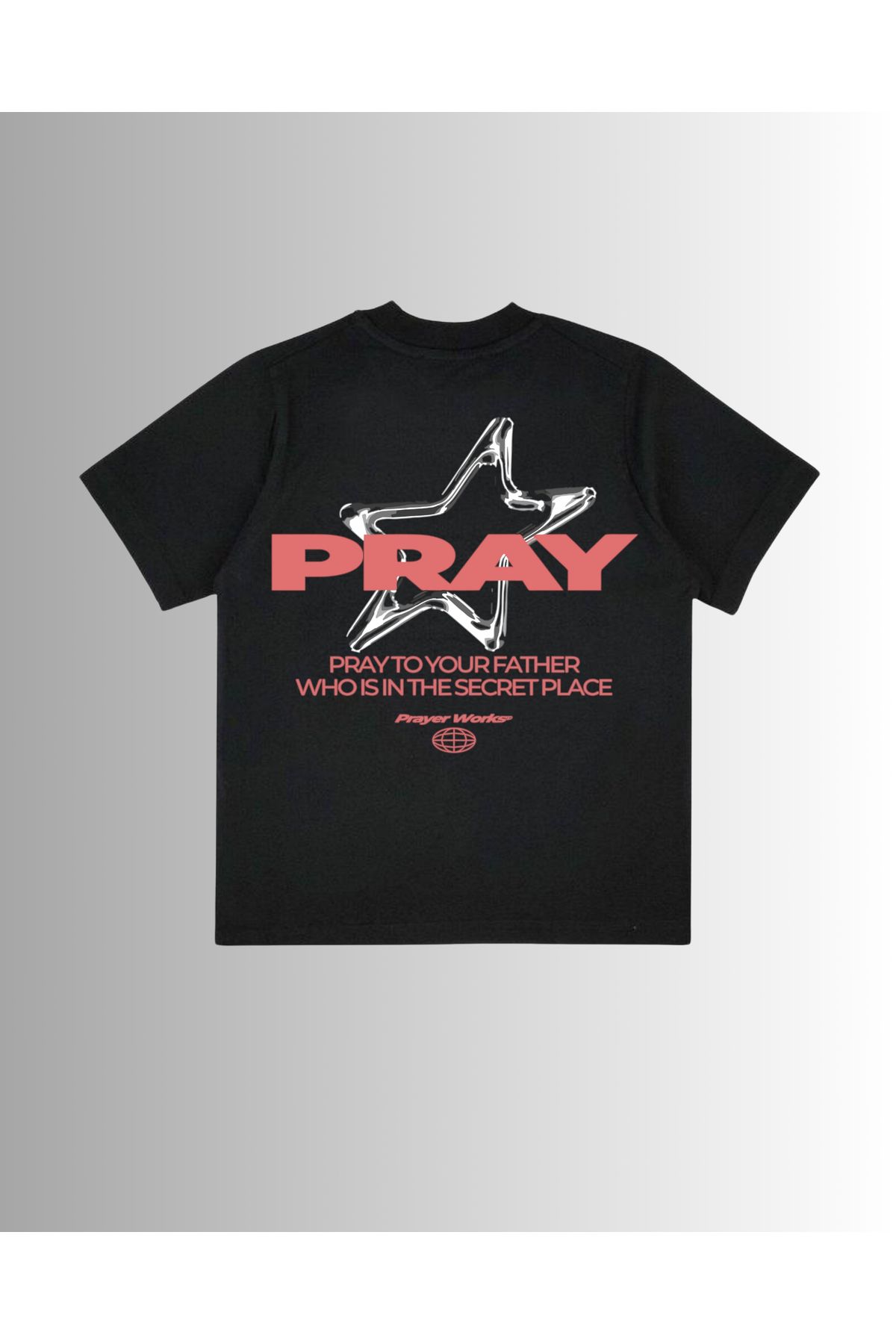 Altair Tr Siyah Oversize Pray Baskılı Unisex Streetwear T-Shirt Tişört