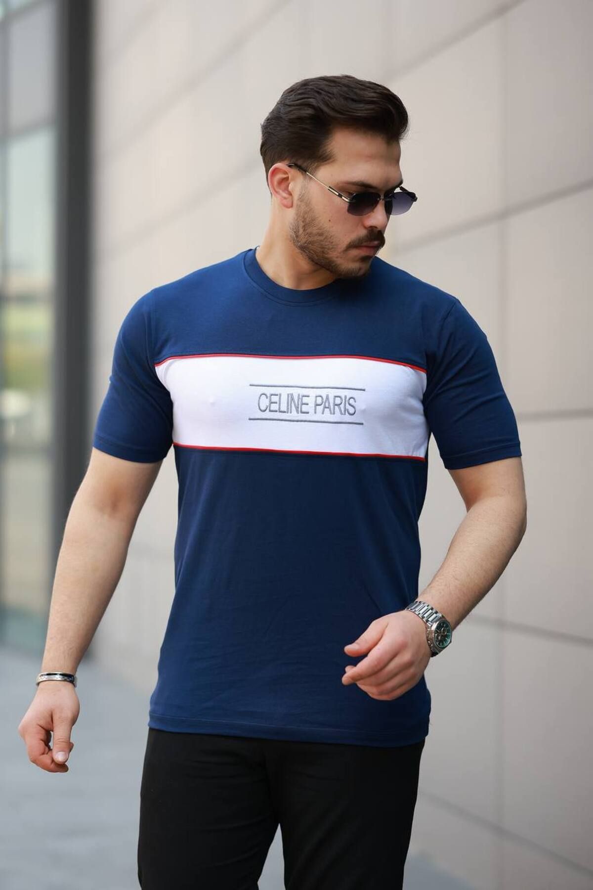 ROBERTO BORNOVA Celine Paris Nakışlı Parçalı Tişört - Tshirt