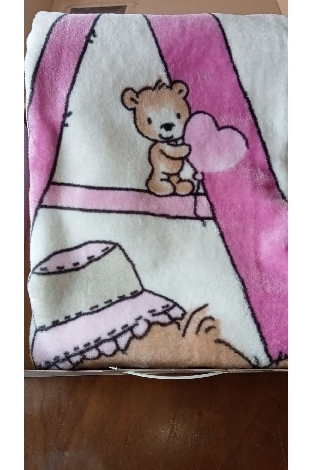 Woco Ayıcık Desenli Pembe Bebek & Çocuk Battaniyesi