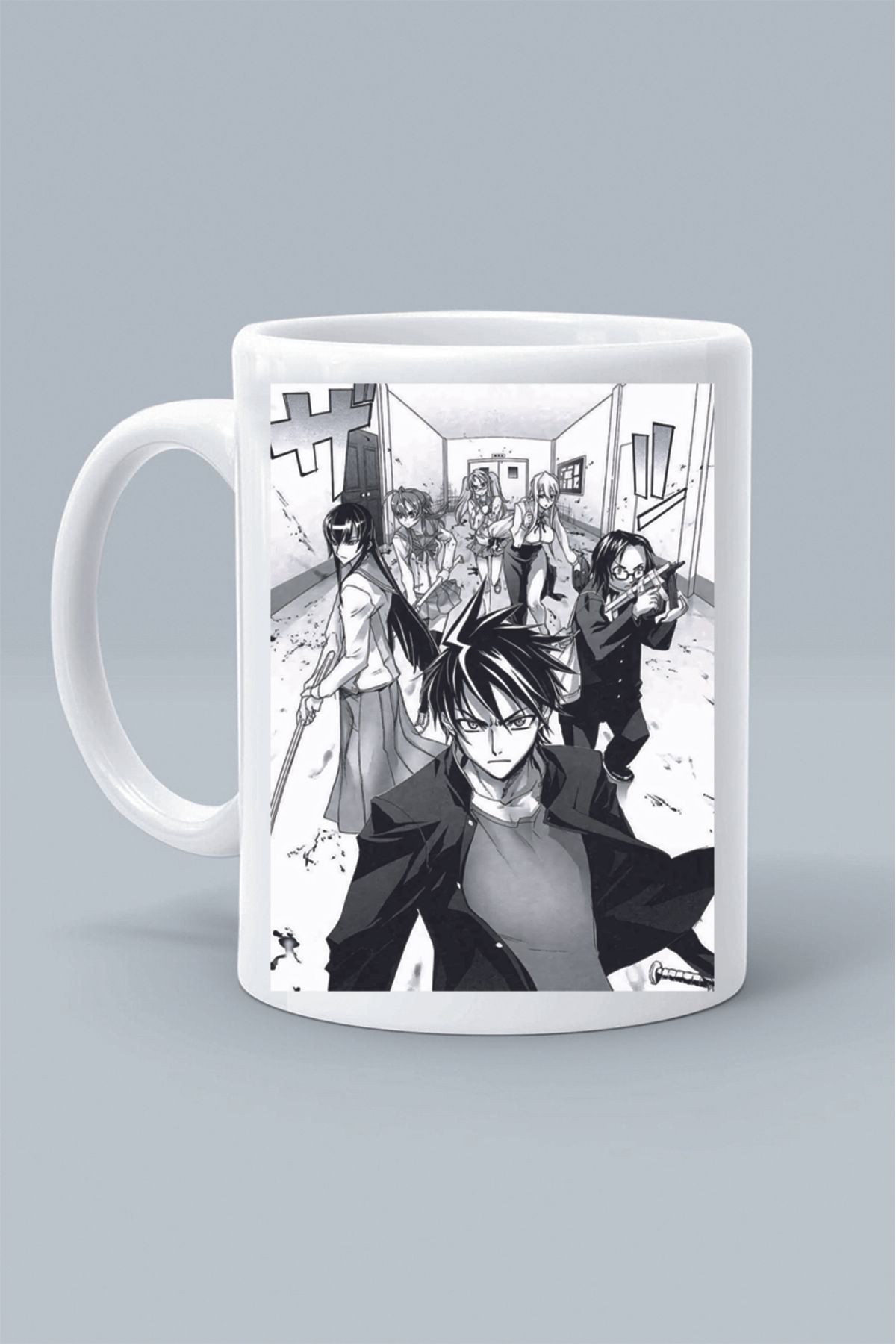 Olympus plus TAKASHİ KOMURO KARAKTER ANİME HighSchool OF THE DEAD TASARIM BASKILI BEYAZ KLASİK KUPA BARDAK