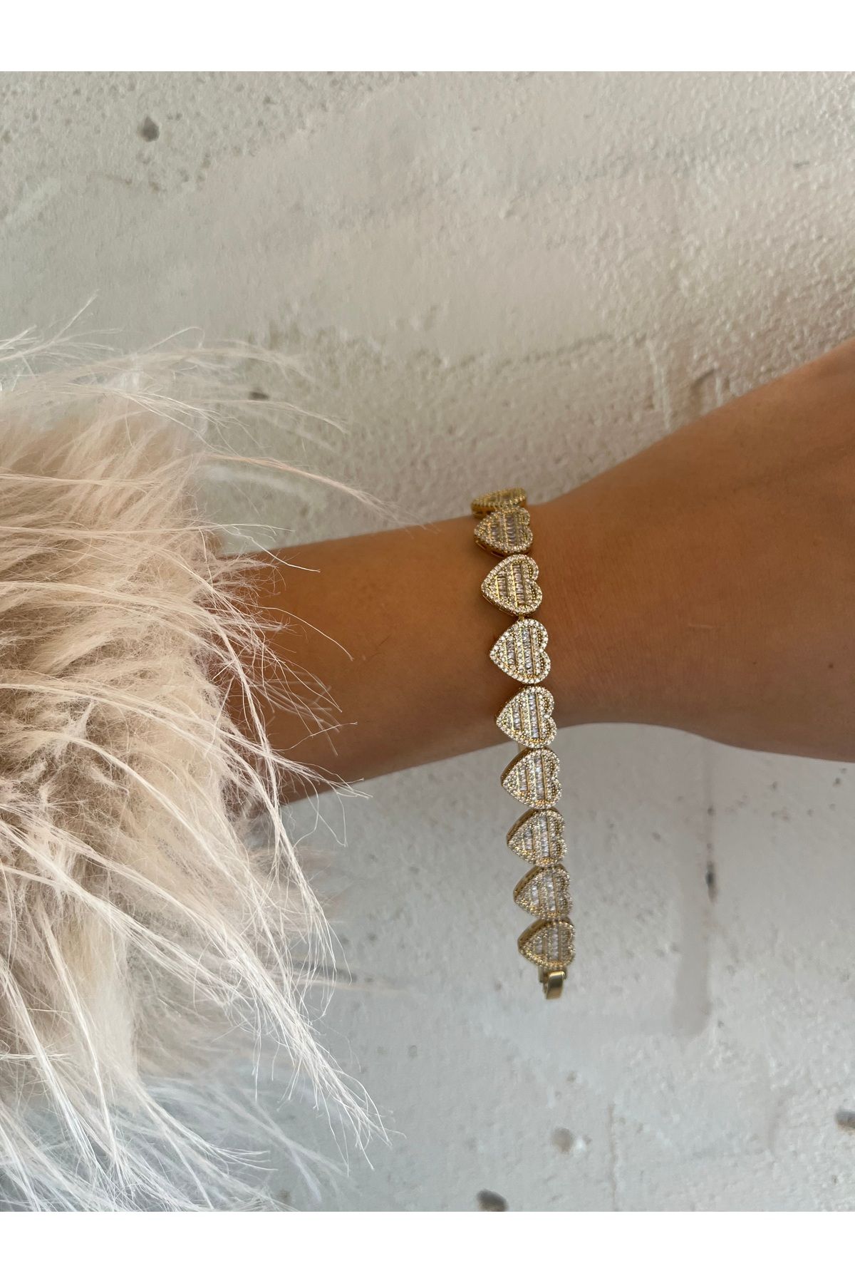 XUPING JEWELRY Zirkon Taşlı Altın Kaplama Kalpli Bileklik 14 K Renk 18+2 Cm