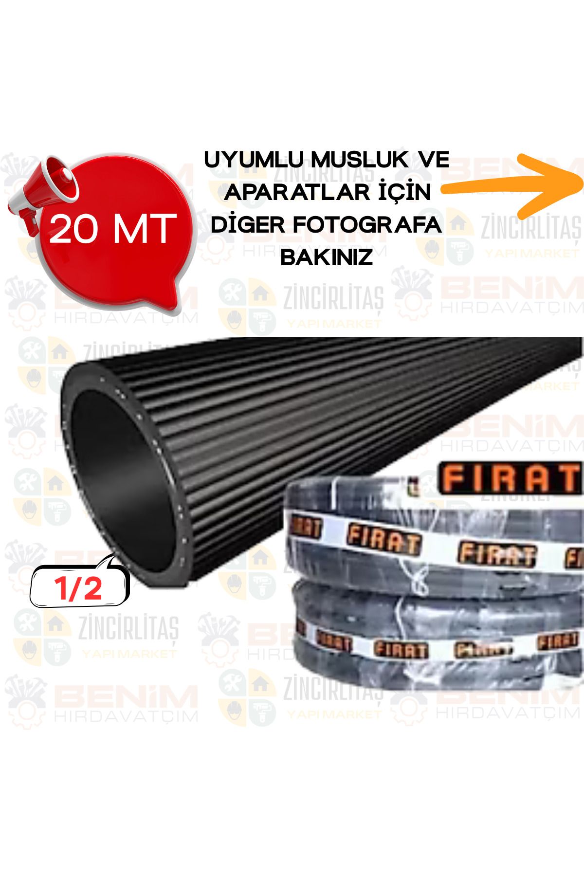 Benim Hırdavatcım TERMO BEZLİ HORTUM 1/2 18 BAR BASINÇ / OTO YIKAMA / BAHÇE SULAMA / 20 METRE