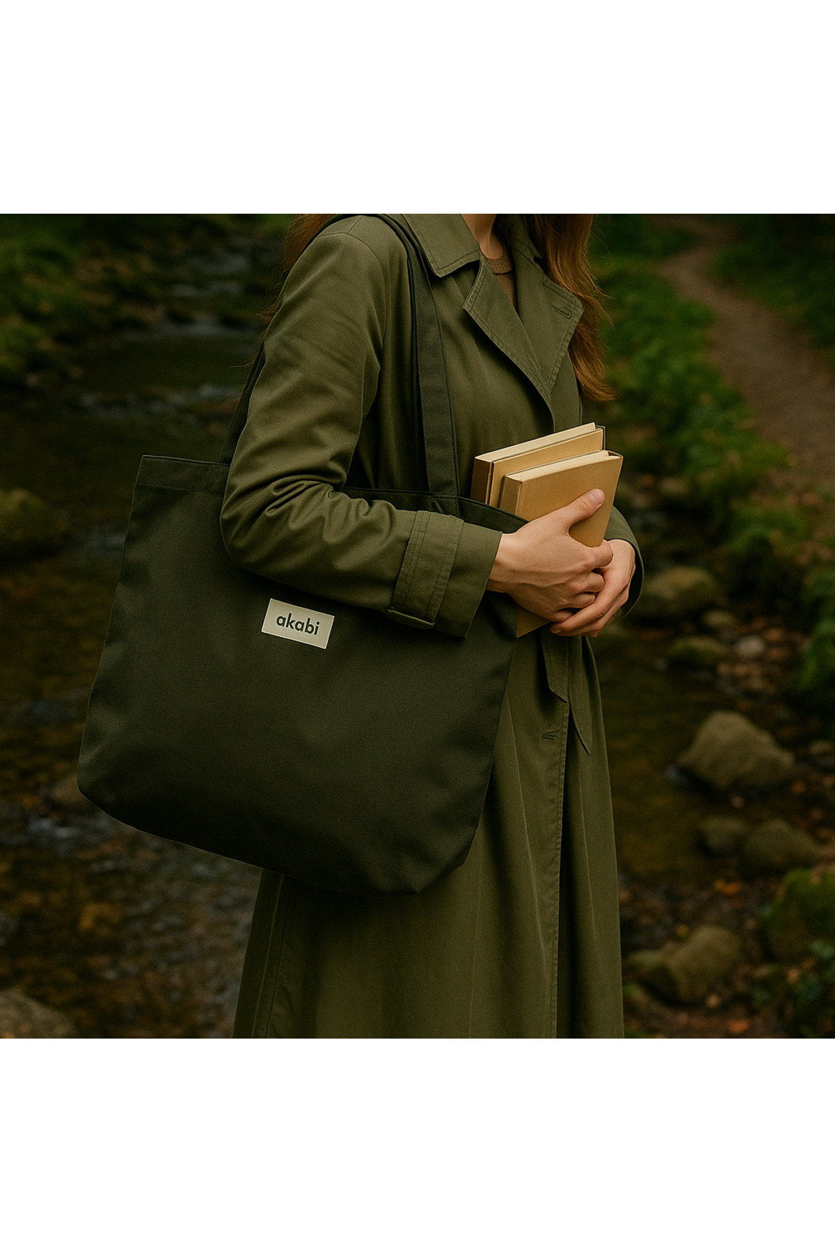 Akabi  % 100 Pamuklu Mıknatıs Çıtlı Anahtarlık Hediyeli Kanvas Bez Çanta 34 x 45 Cm - Görsel 2