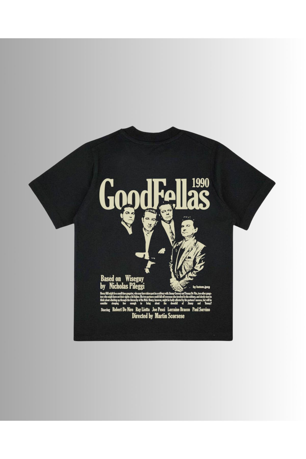 Altair Tr Siyah Oversize Kalıp Goodfellas Film Baskılı Unisex Tişört T-Shirt