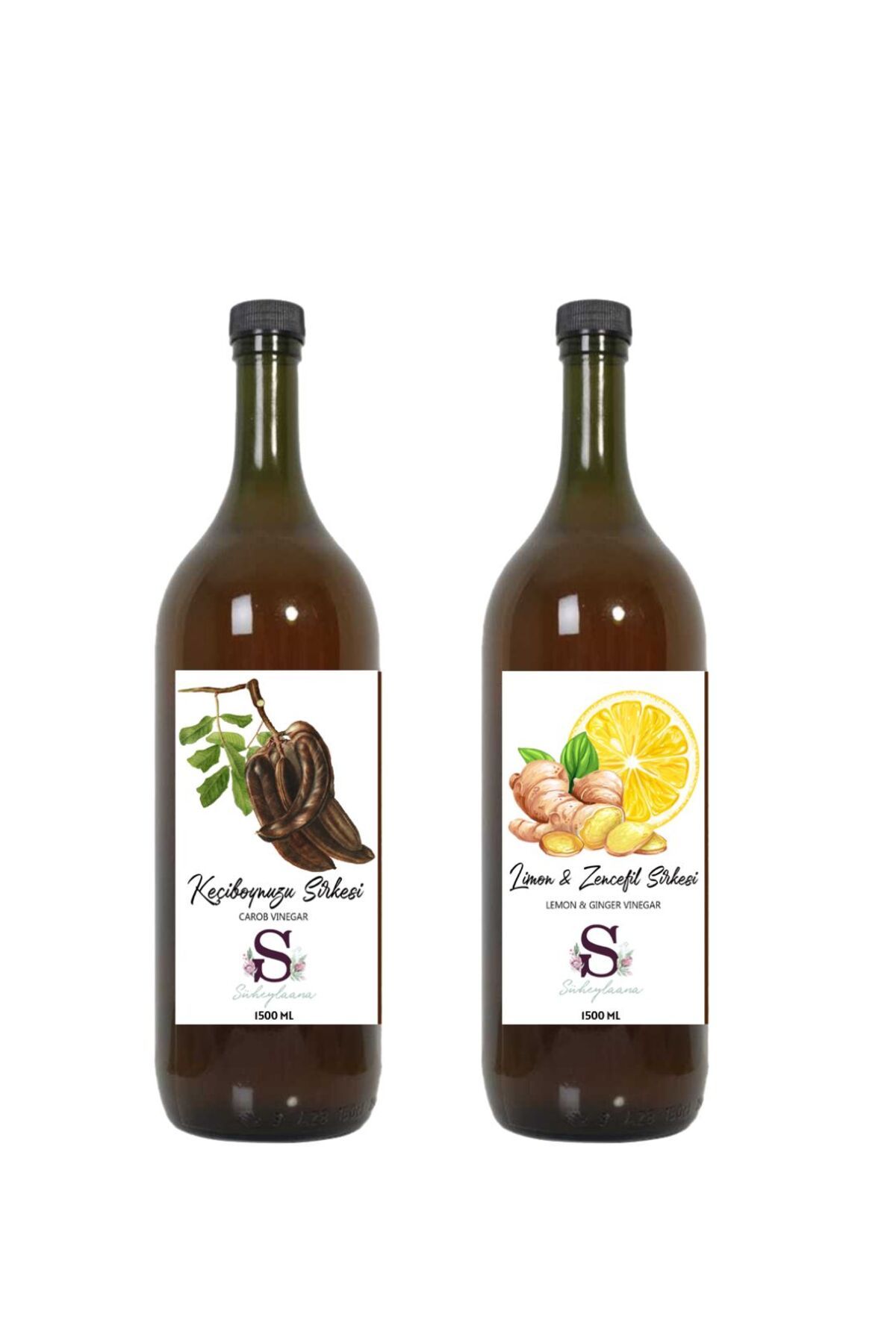 Süheylaana Doğal Keçiboynuzu Sirkesi 1500 Ml - Doğal Limon & Zencefil Sirkesi 1500 Ml