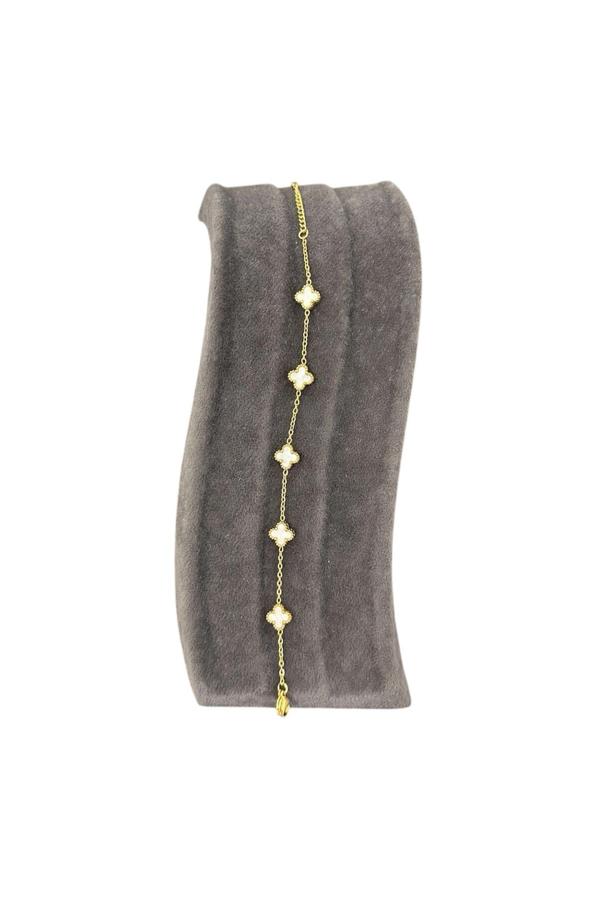 Hasenna T-BLK-25 GOLD RENK İÇİ BEYAZ KÜÇÜK YONCA BİLEKLİK