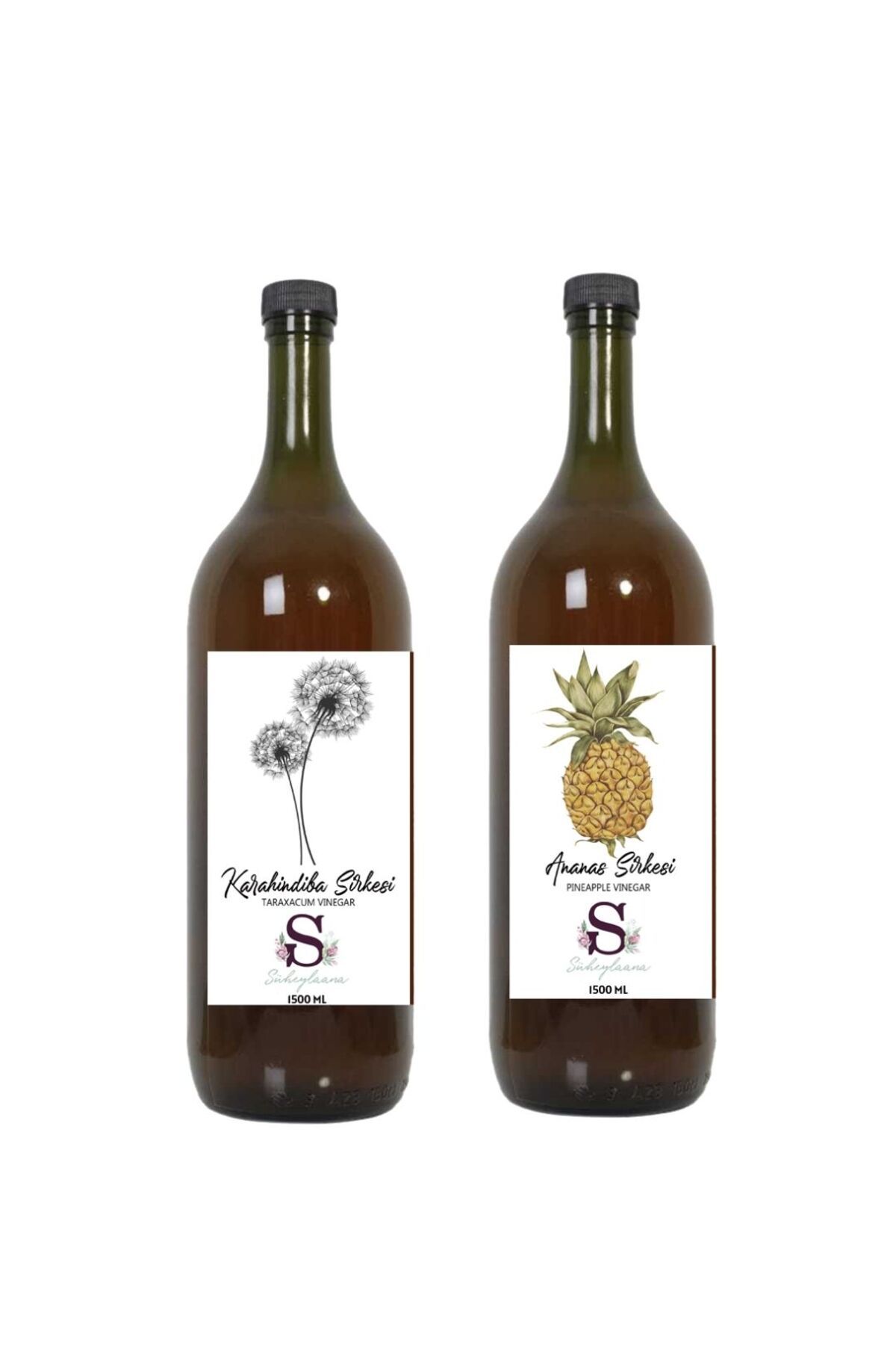 Süheylaana Doğal Karahindiba Sirkesi 1500 Ml - Doğal Limon & Ananas Sirkesi 1500 Ml