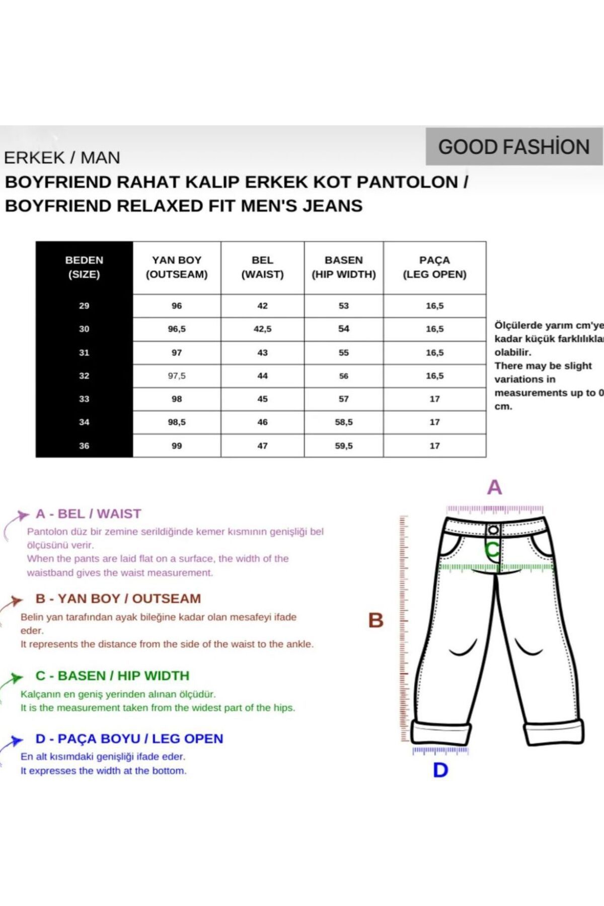 GOOD FASHION Kargo Cepli Erkek Baggy Kot Pantolon