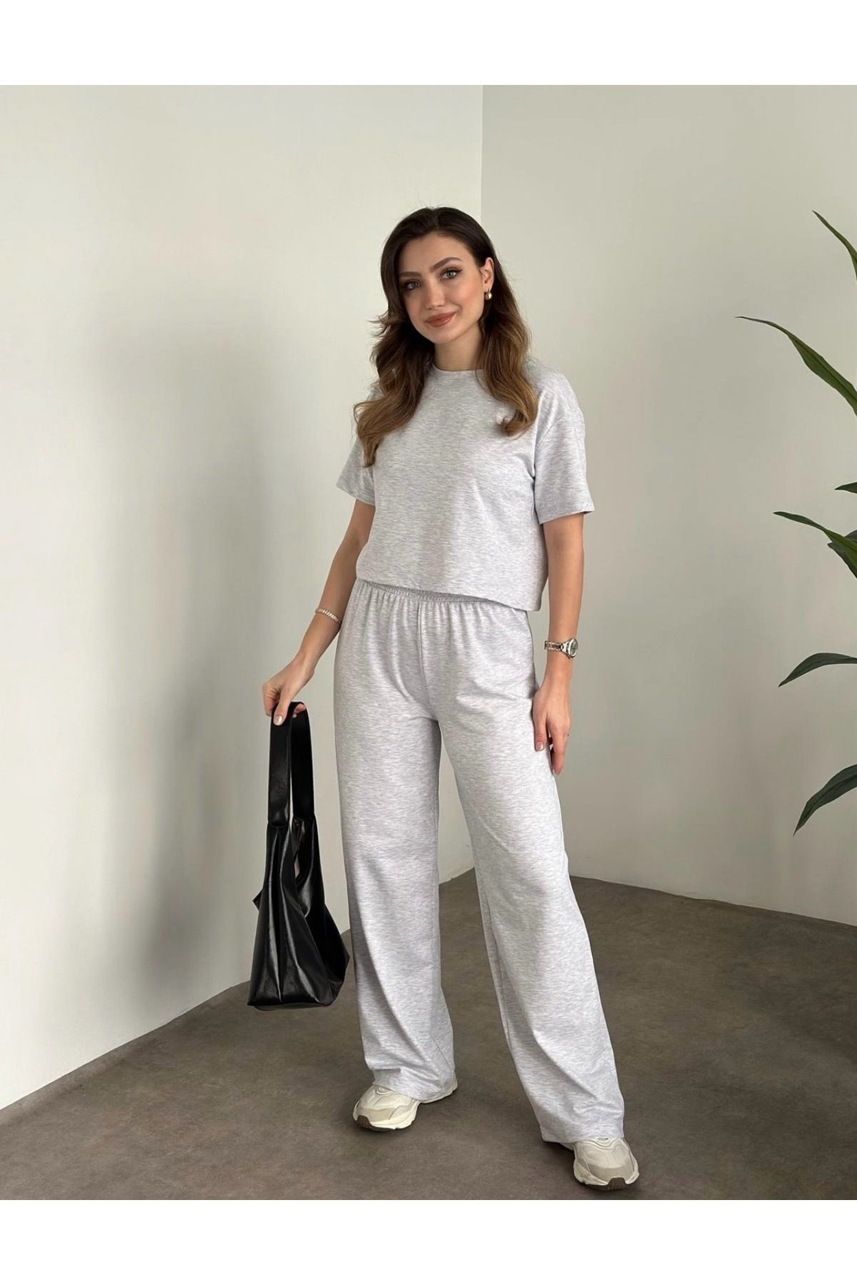 Moda Kızı Butik Kadın Oversize Alt Üst Crop Eşofman Takımı